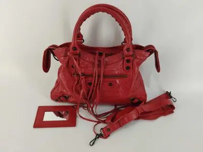 BAG 240579 RED WITH MIRROR AND STRAP Handbag