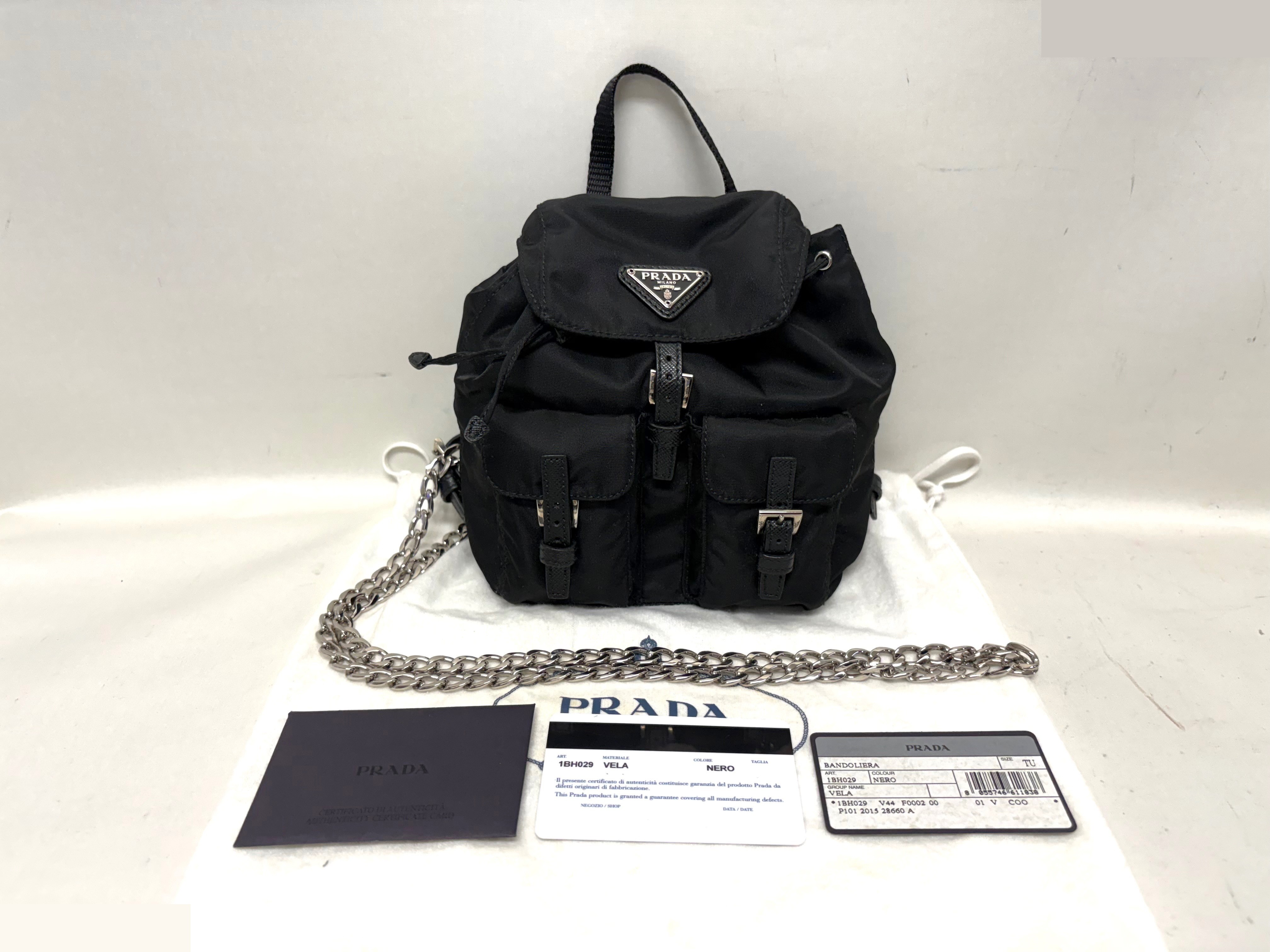 Mini backpack style chain shoulder bag, nylon