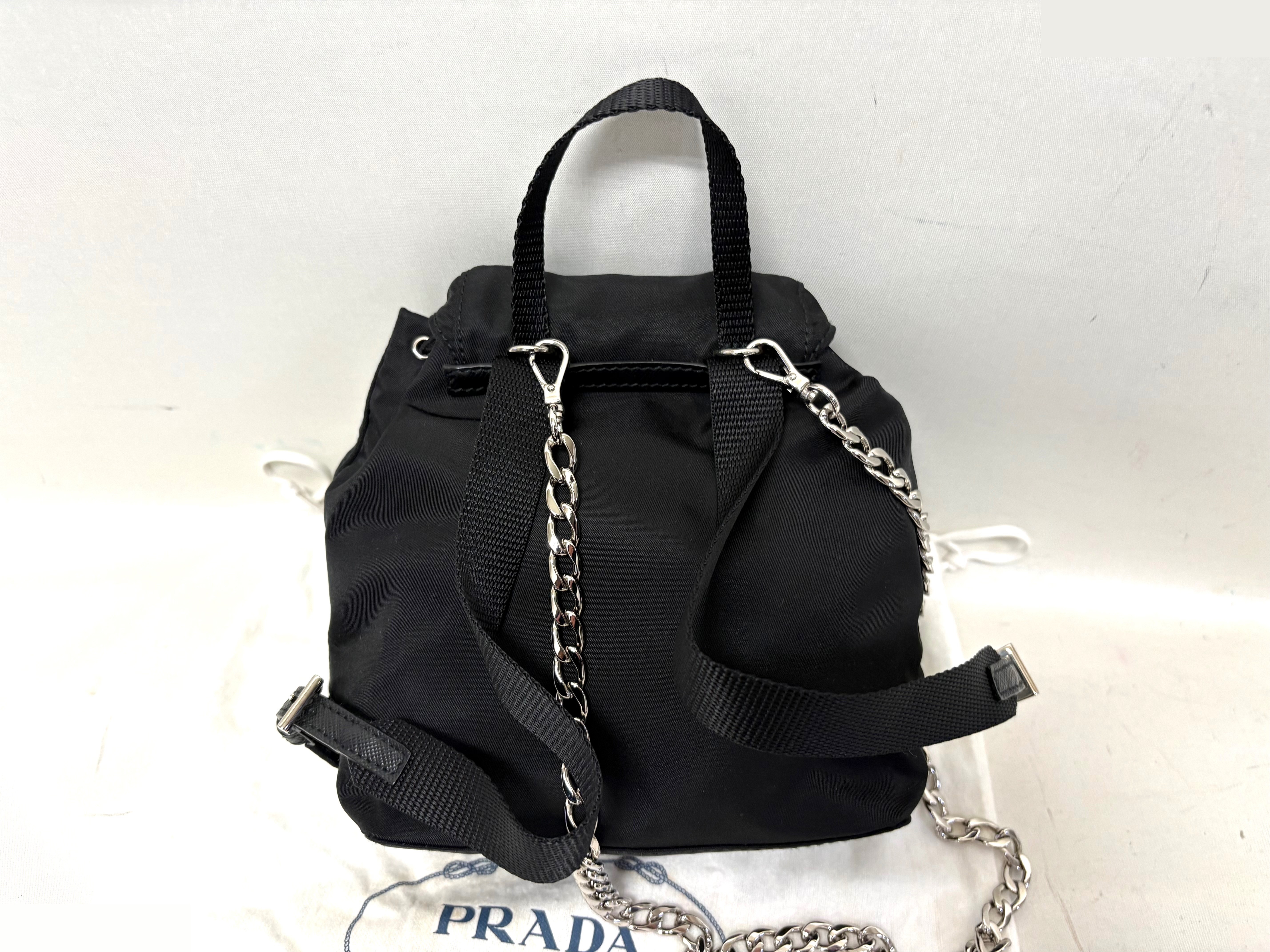 Mini backpack style chain shoulder bag, nylon — view 2