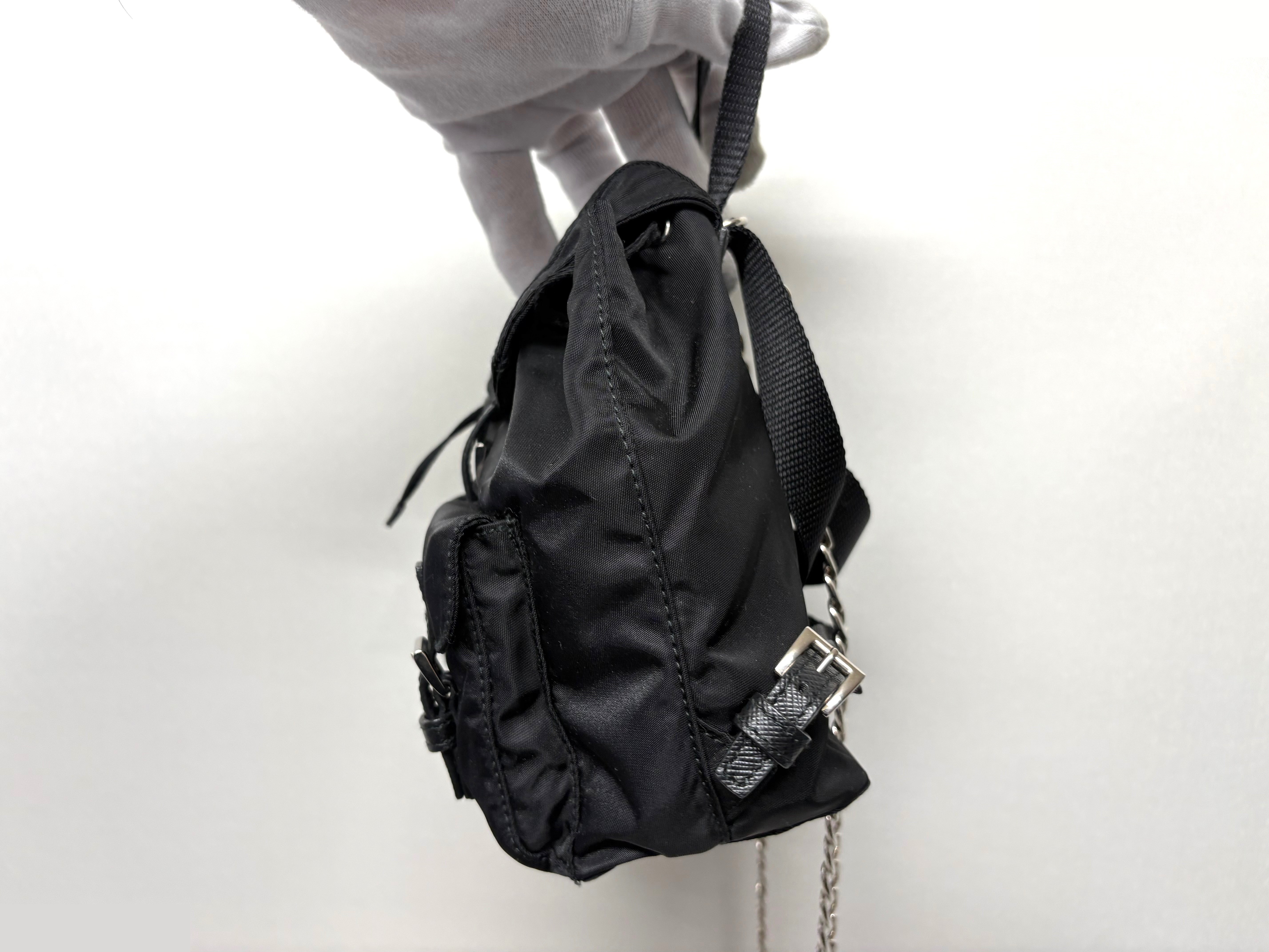 Mini backpack style chain shoulder bag, nylon — view 4