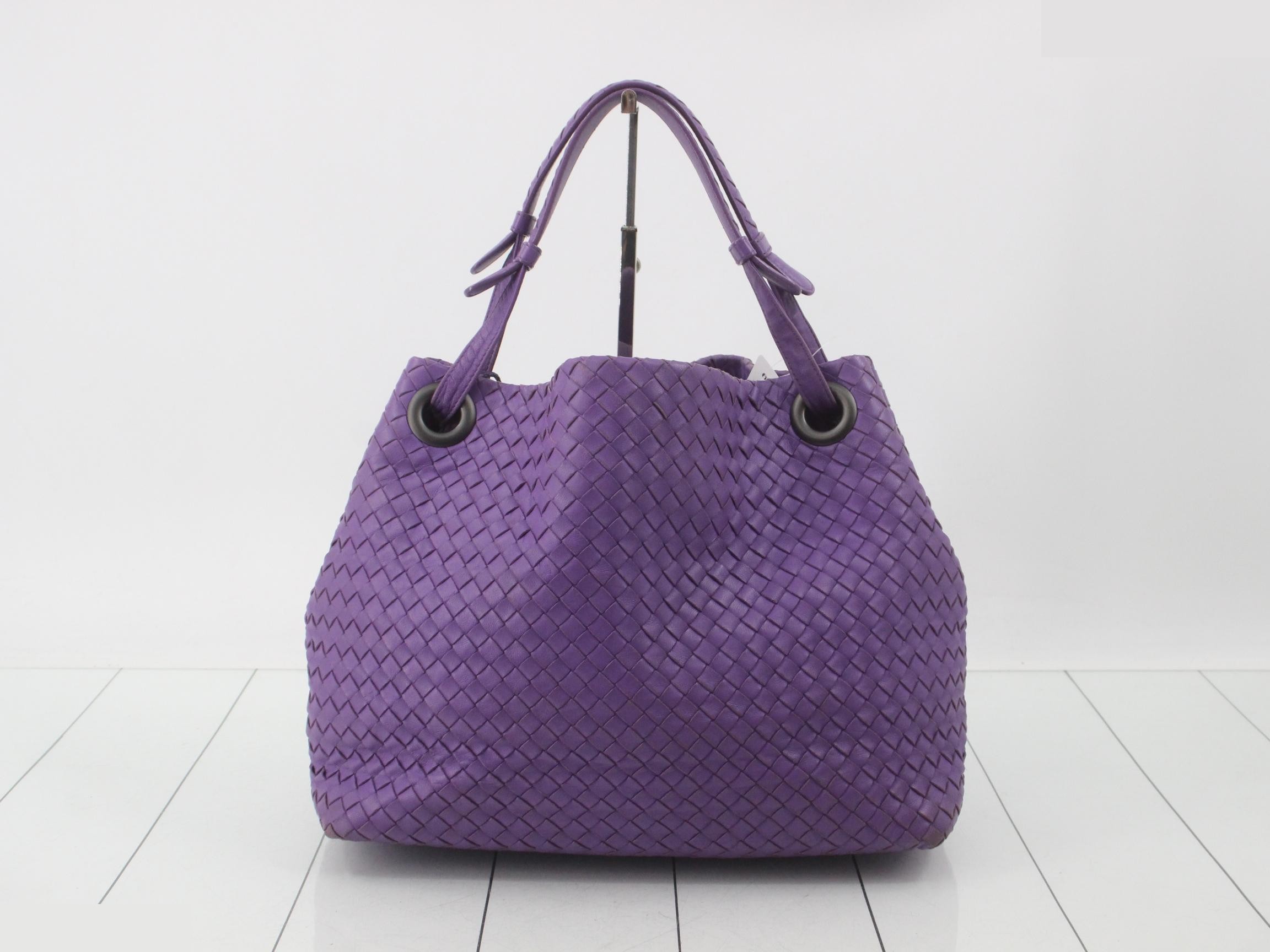 Intrecciato One-Shoulder Bag, Purple — view 2