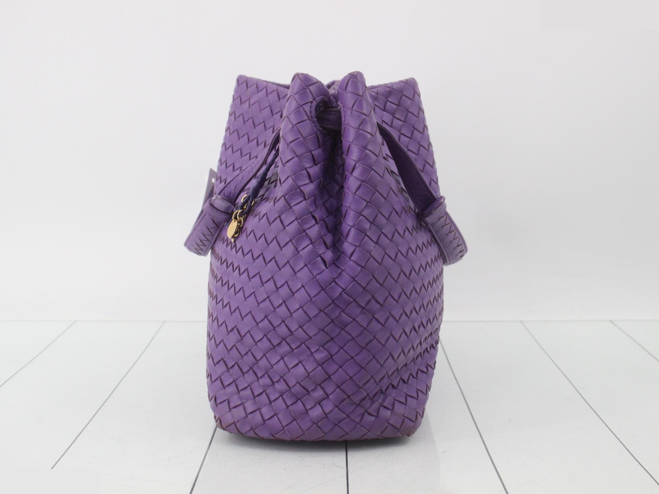 Intrecciato One-Shoulder Bag, Purple — view 3