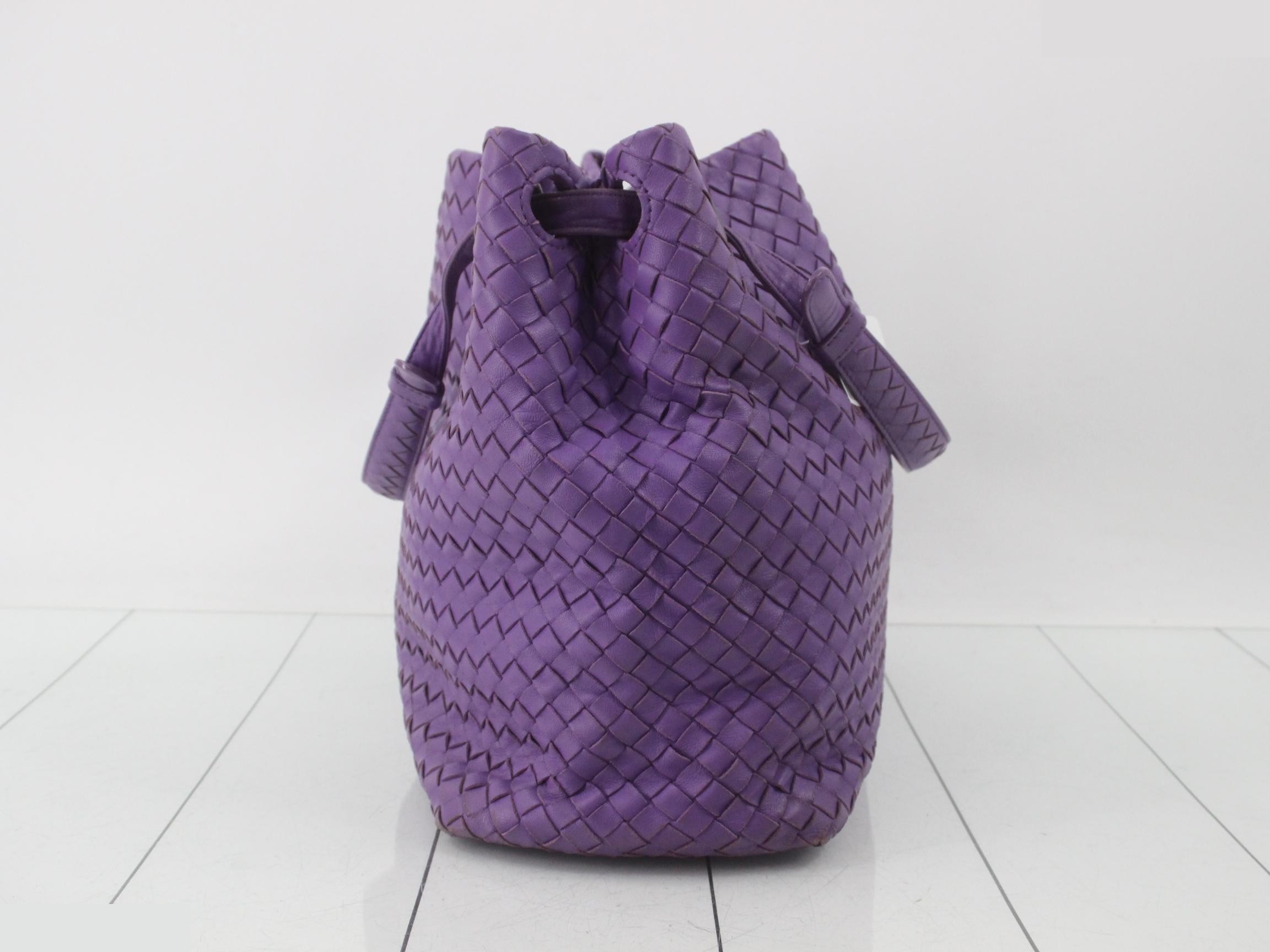 Intrecciato One-Shoulder Bag, Purple — view 4