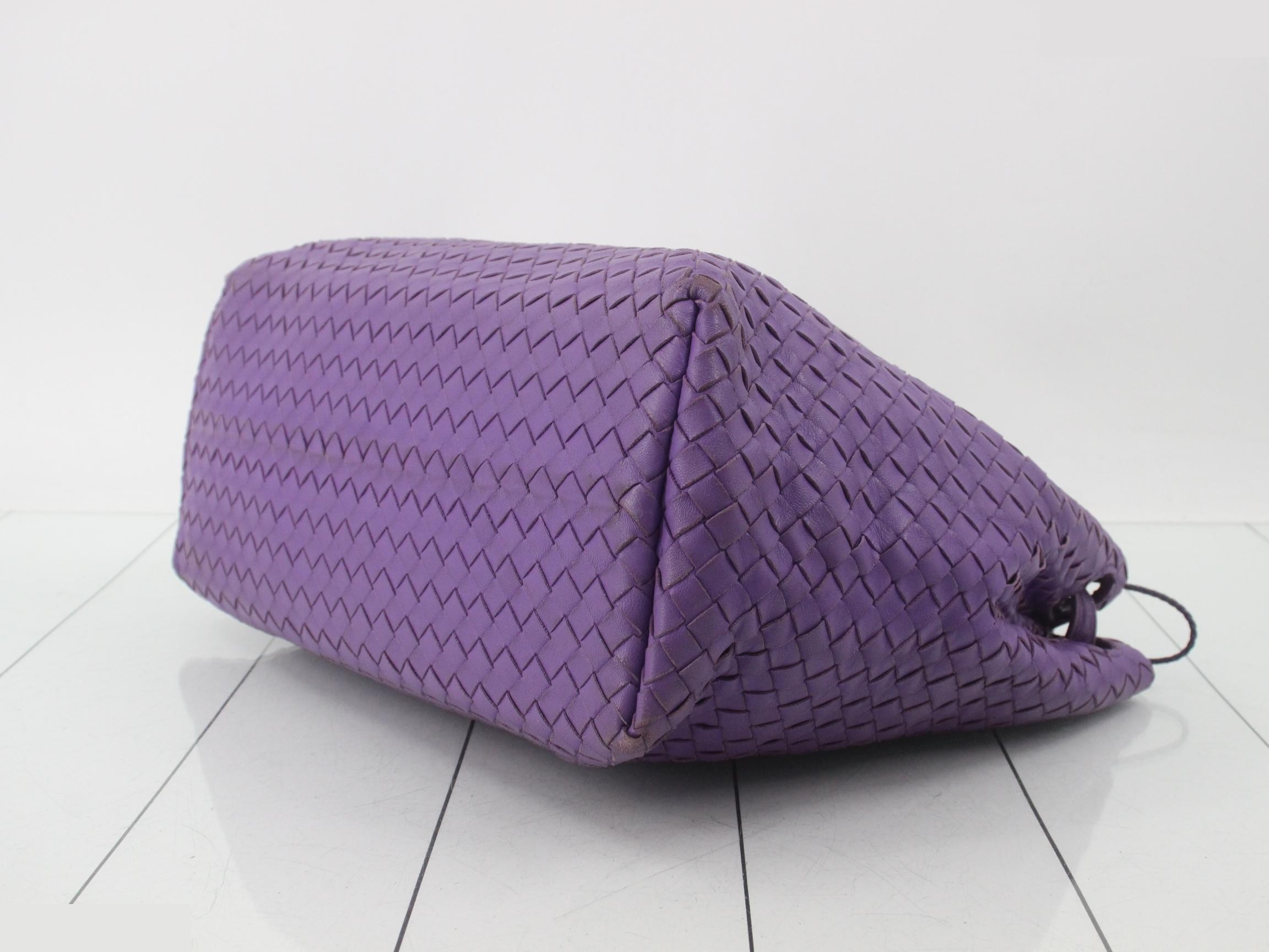 Intrecciato One-Shoulder Bag, Purple — view 6