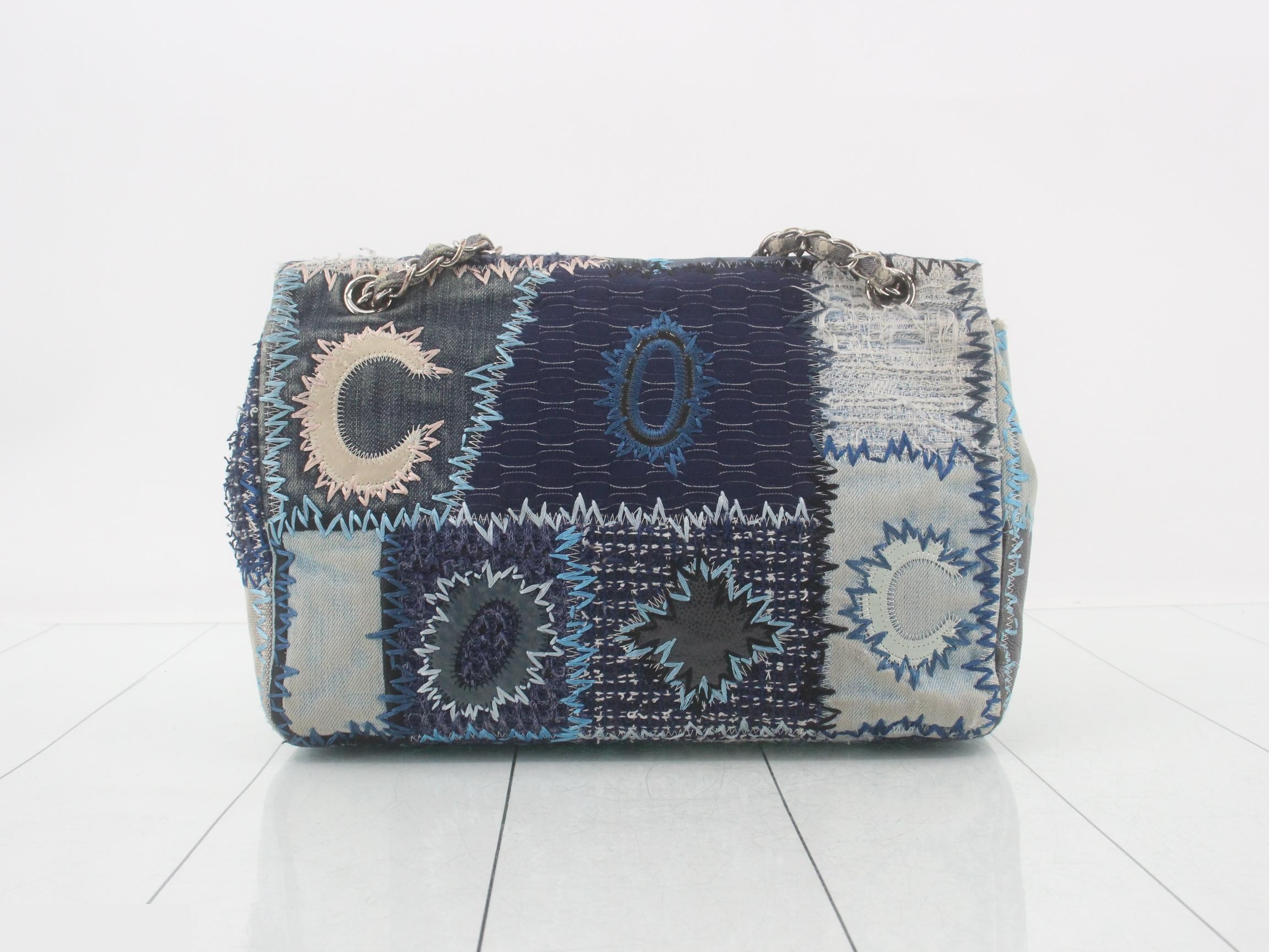 Patchwork denim chain shoulder bag — view 2