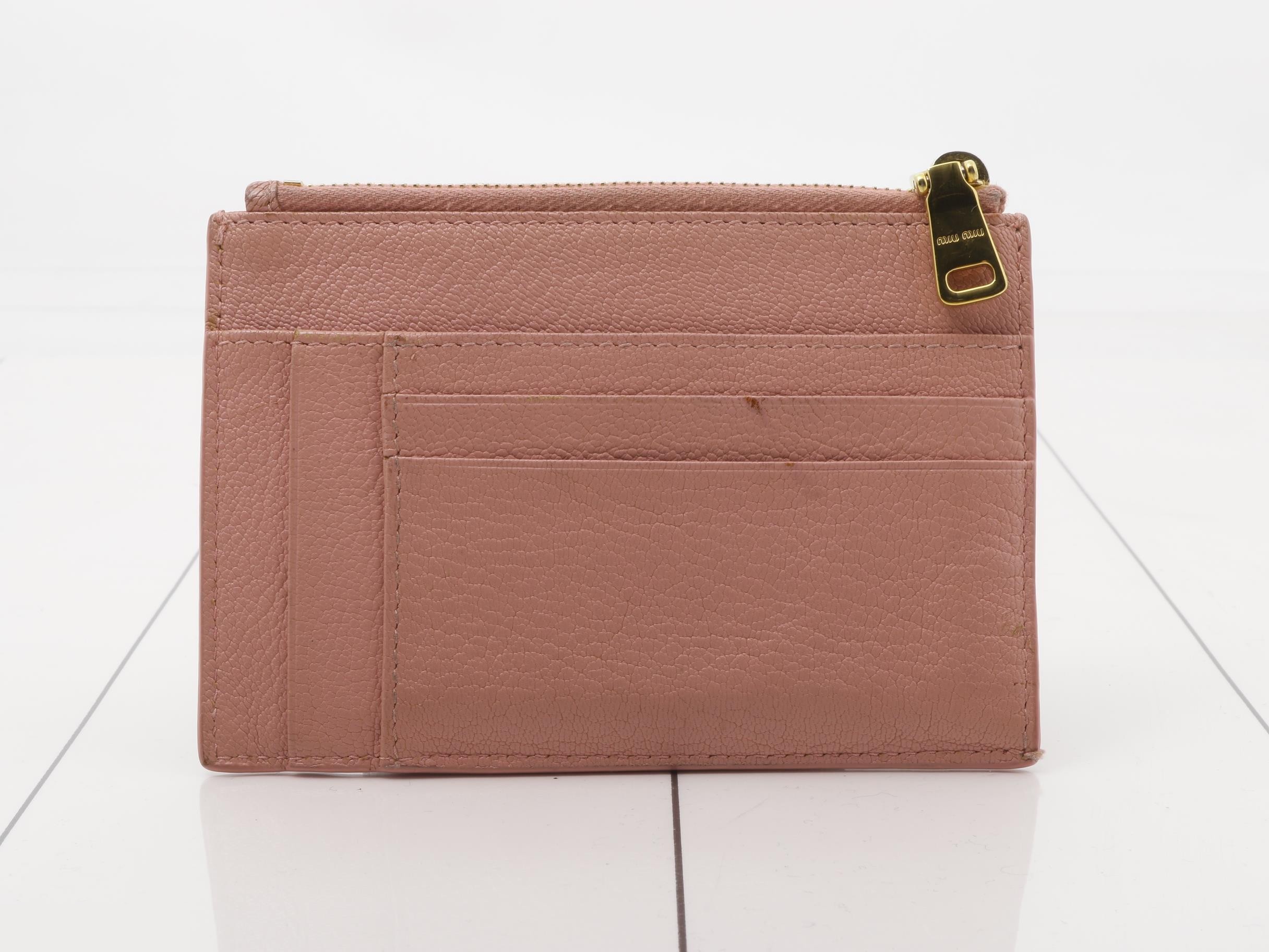 Coin card holder, embossed leather, pink — view 2