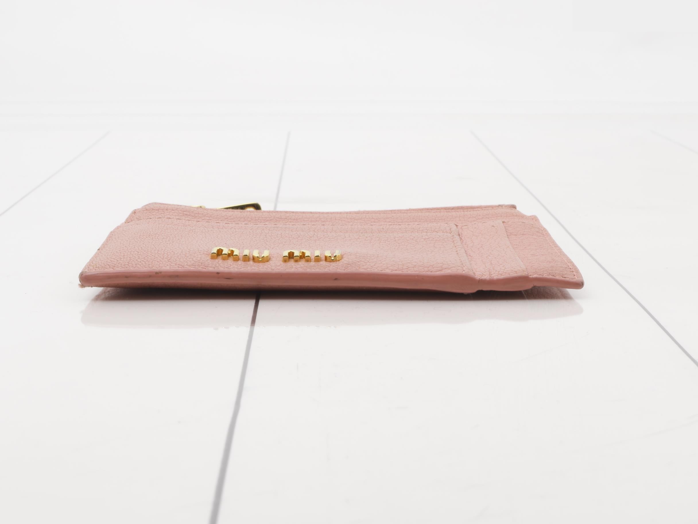 Coin card holder, embossed leather, pink — view 3