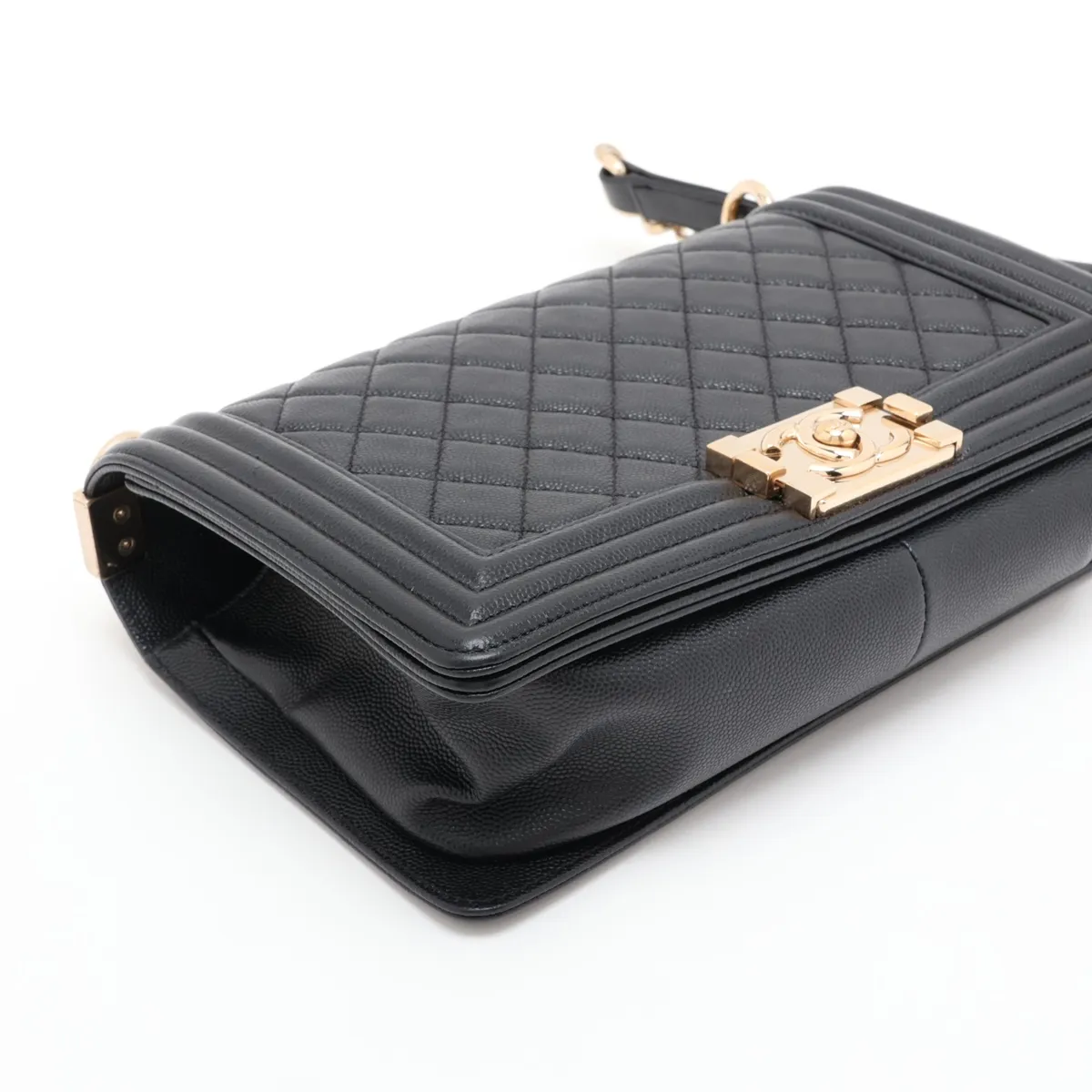 Boy Chanel 25 Caviar Skin Chain Shoulder Bag, Black with Gold Hardware, 23966794, Serial Number 23, A67086 — view 4