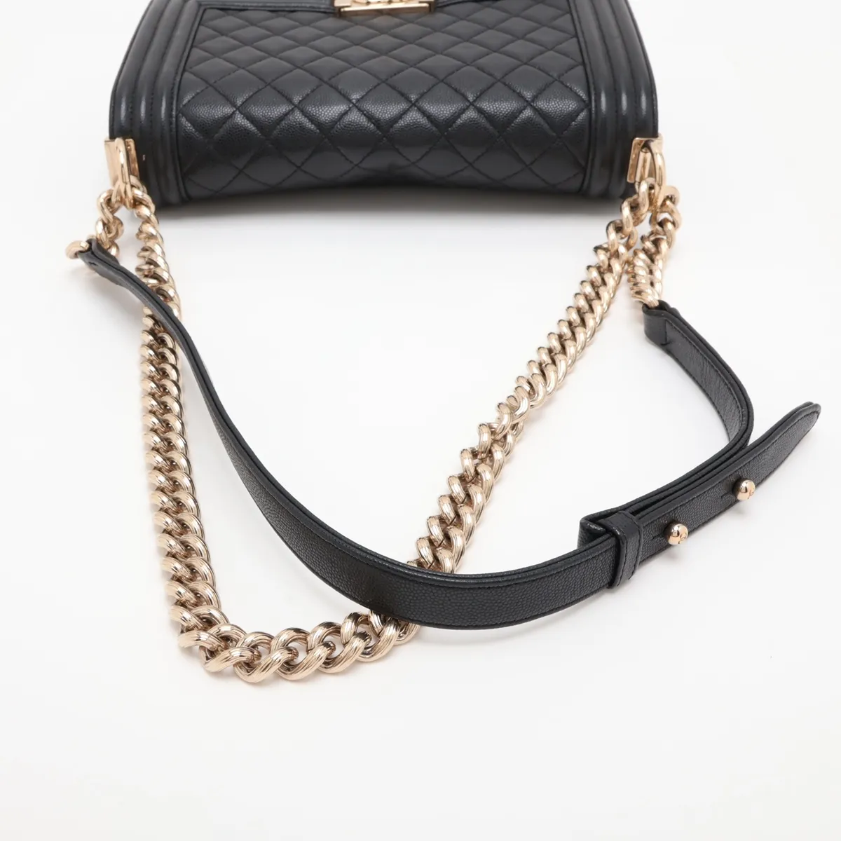 Boy Chanel 25 Caviar Skin Chain Shoulder Bag, Black with Gold Hardware, 23966794, Serial Number 23, A67086 — view 5