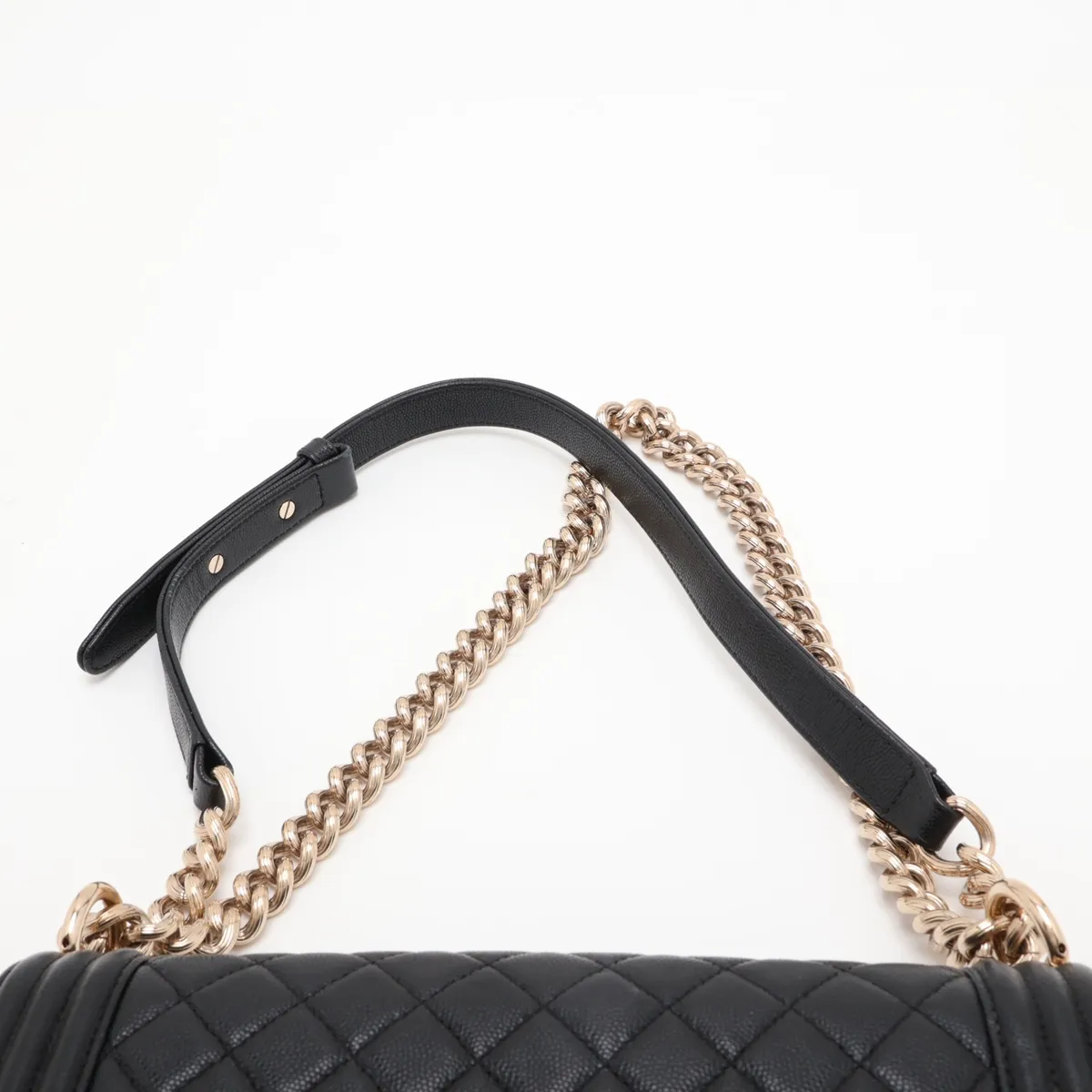 Boy Chanel 25 Caviar Skin Chain Shoulder Bag, Black with Gold Hardware, 23966794, Serial Number 23, A67086 — view 6