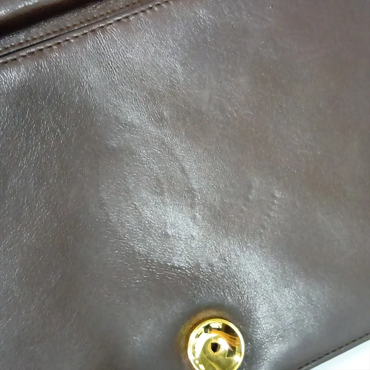 Matelassé Lambskin Chain Shoulder Bag, Push-Lock, Brown, Gold Hardware — view 12