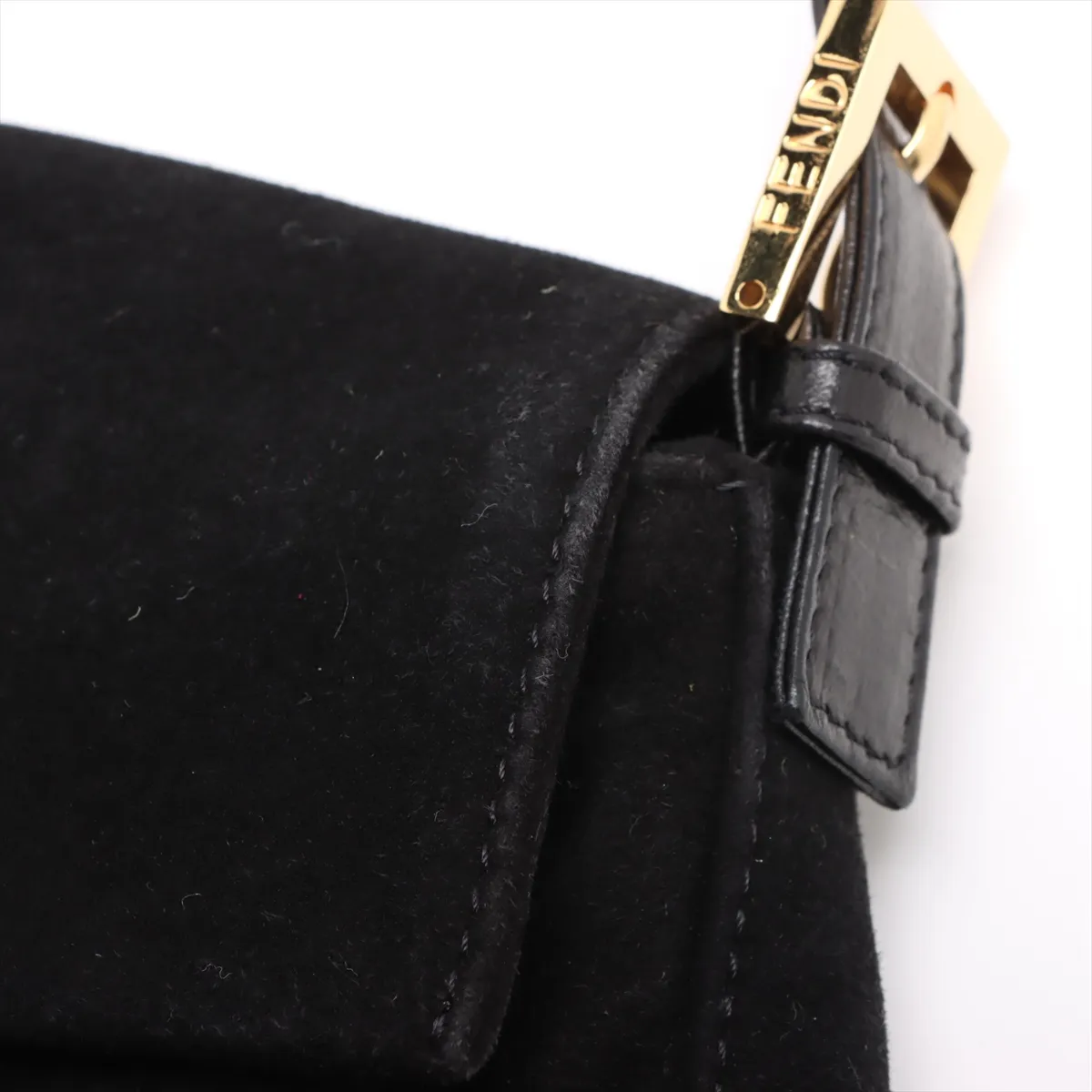 Mamma Bucket Suede x Leather Shoulder Bag Black 26424 — view 11