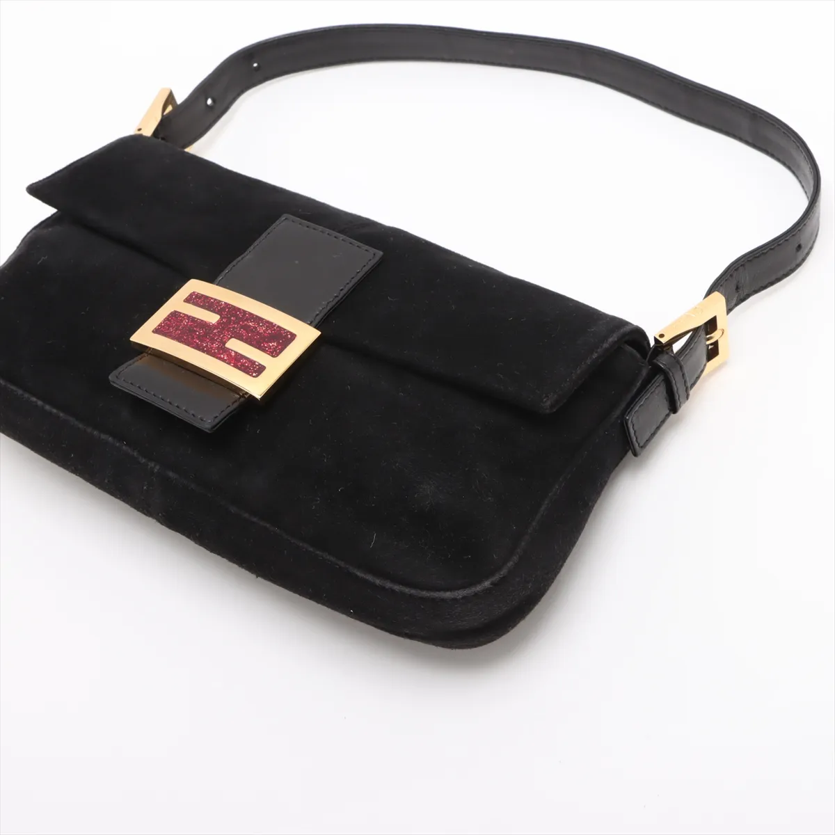Mamma Bucket Suede x Leather Shoulder Bag Black 26424 — view 3