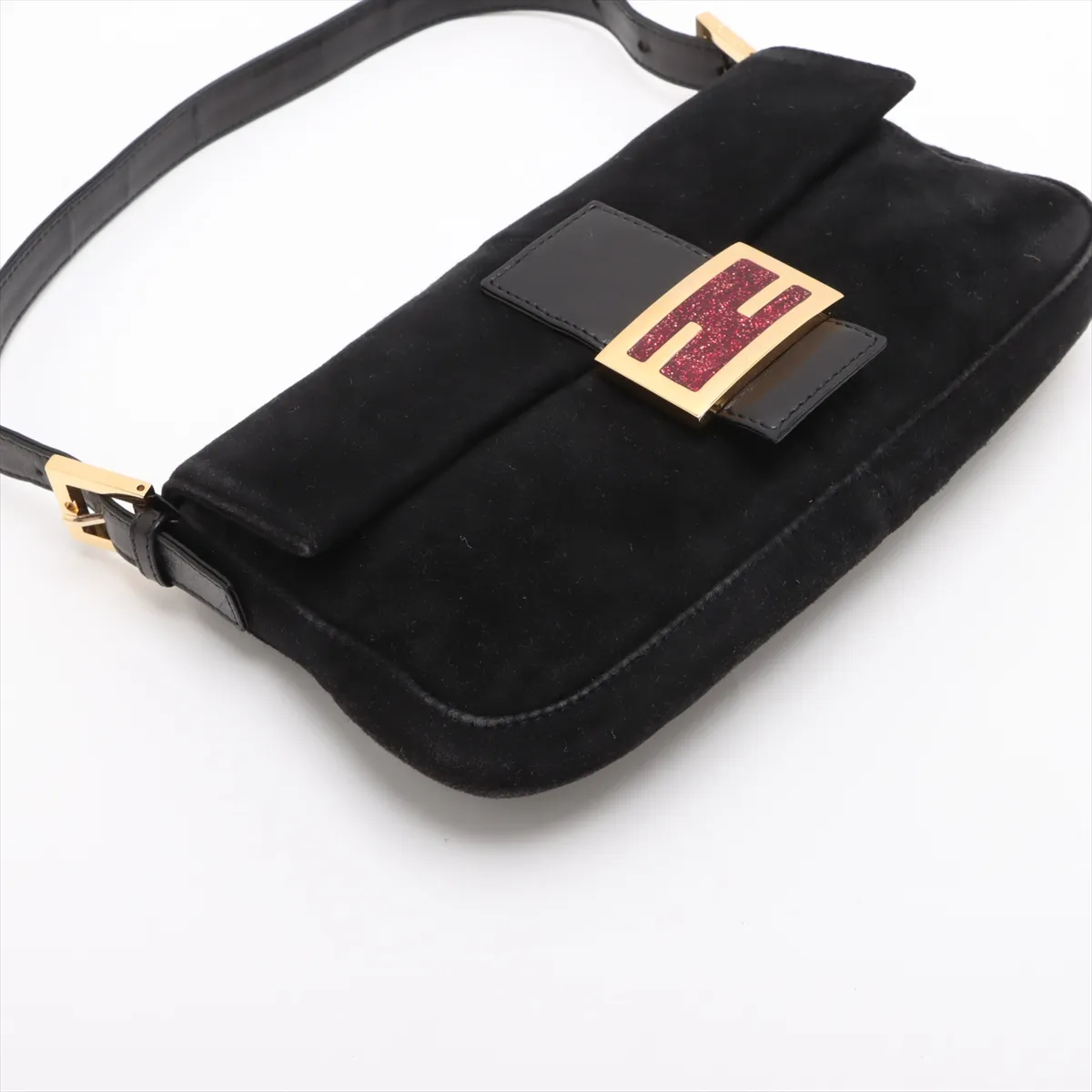 Mamma Bucket Suede x Leather Shoulder Bag Black 26424 — view 4