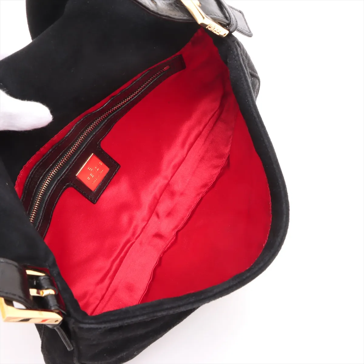 Mamma Bucket Suede x Leather Shoulder Bag Black 26424 — view 7