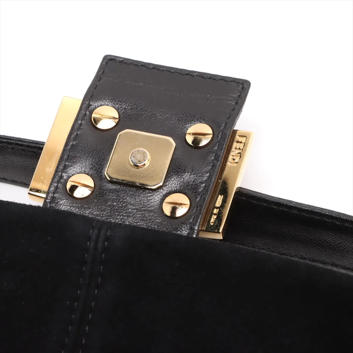 Mamma Bucket Suede x Leather Shoulder Bag Black 26424 — view 10