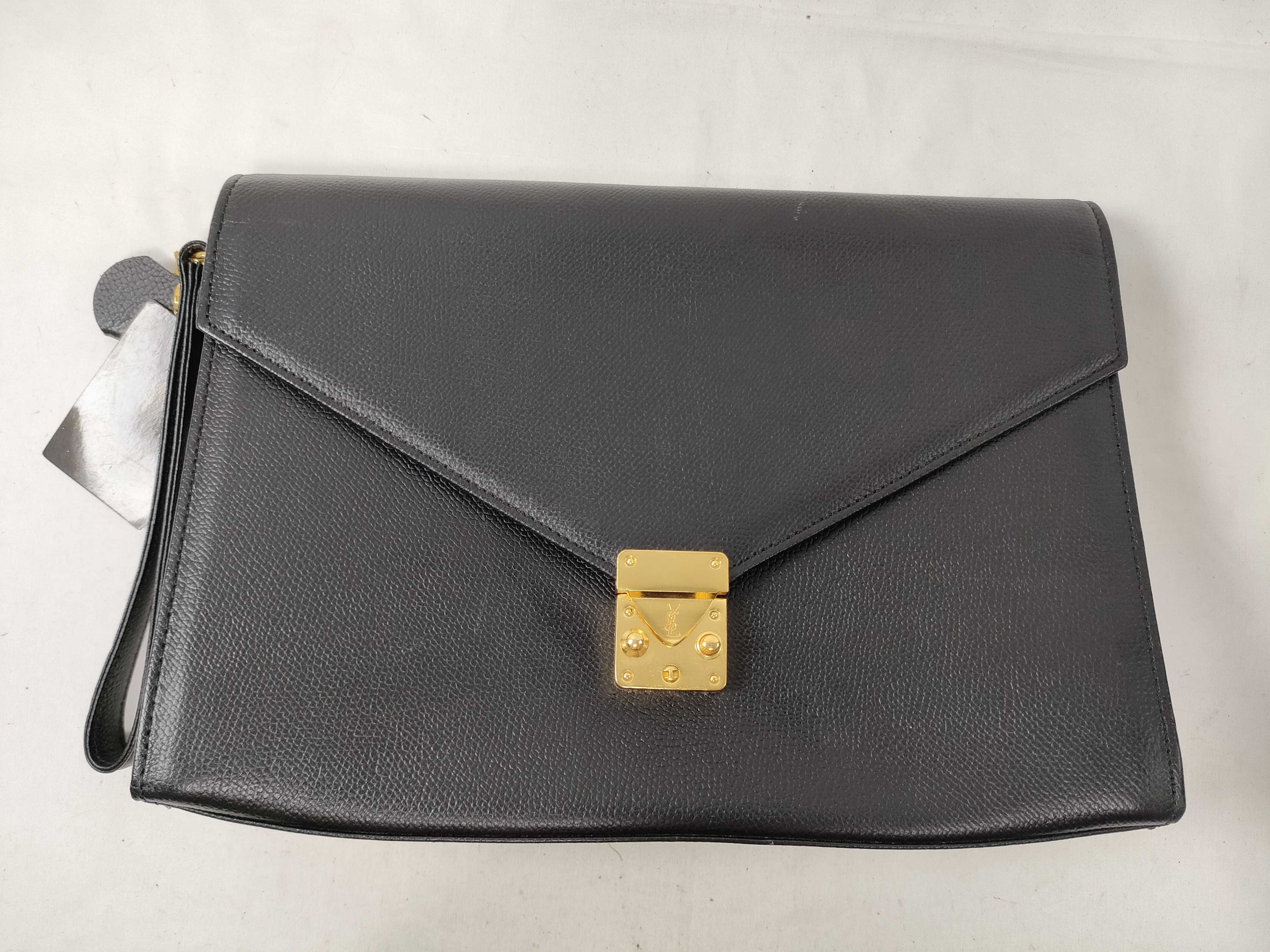 leather clutch bag, black.