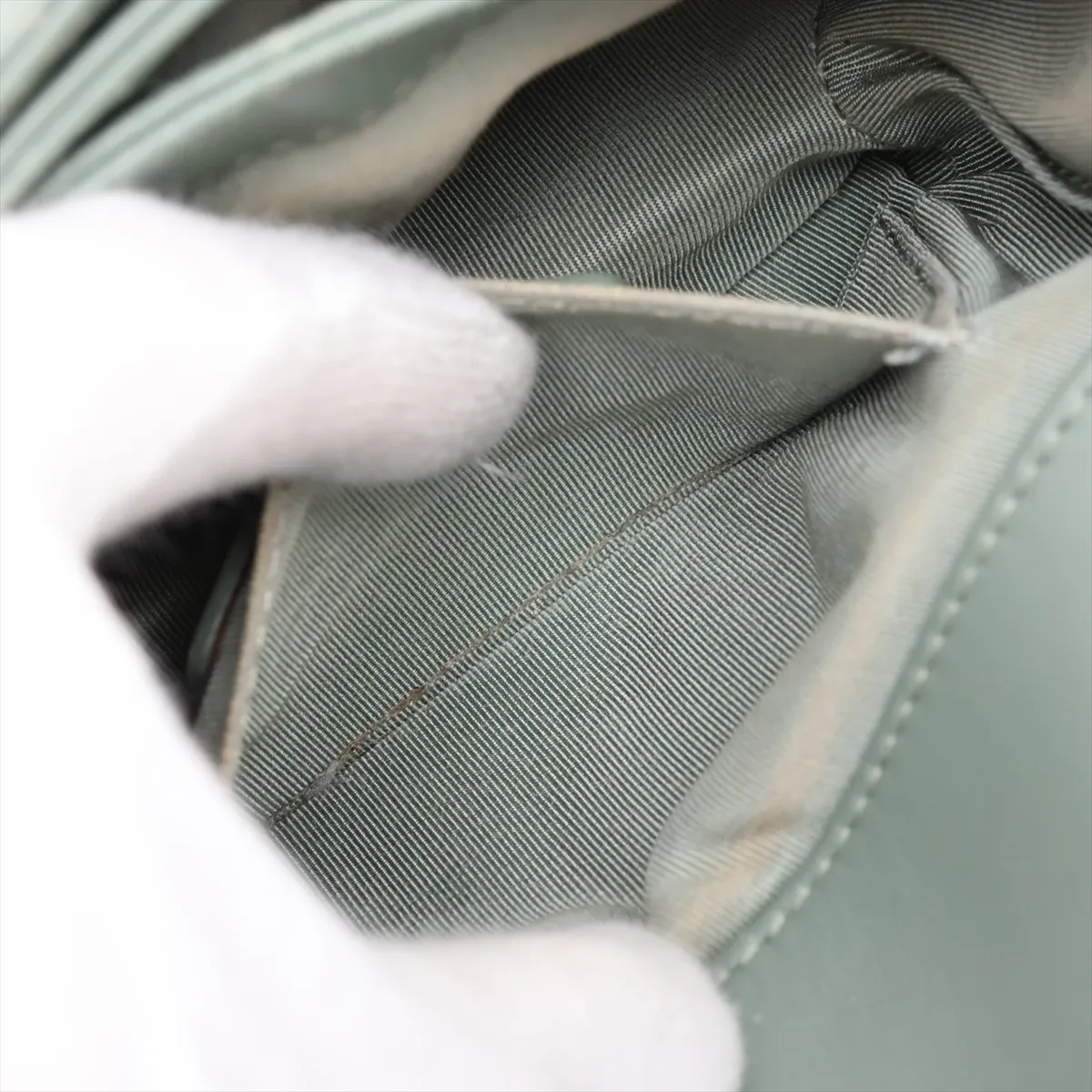 Matelassé Lambskin Single Flap Double Chain Bag, Green with Gold Hardware, 24927523, Serial Number 24 — view 11