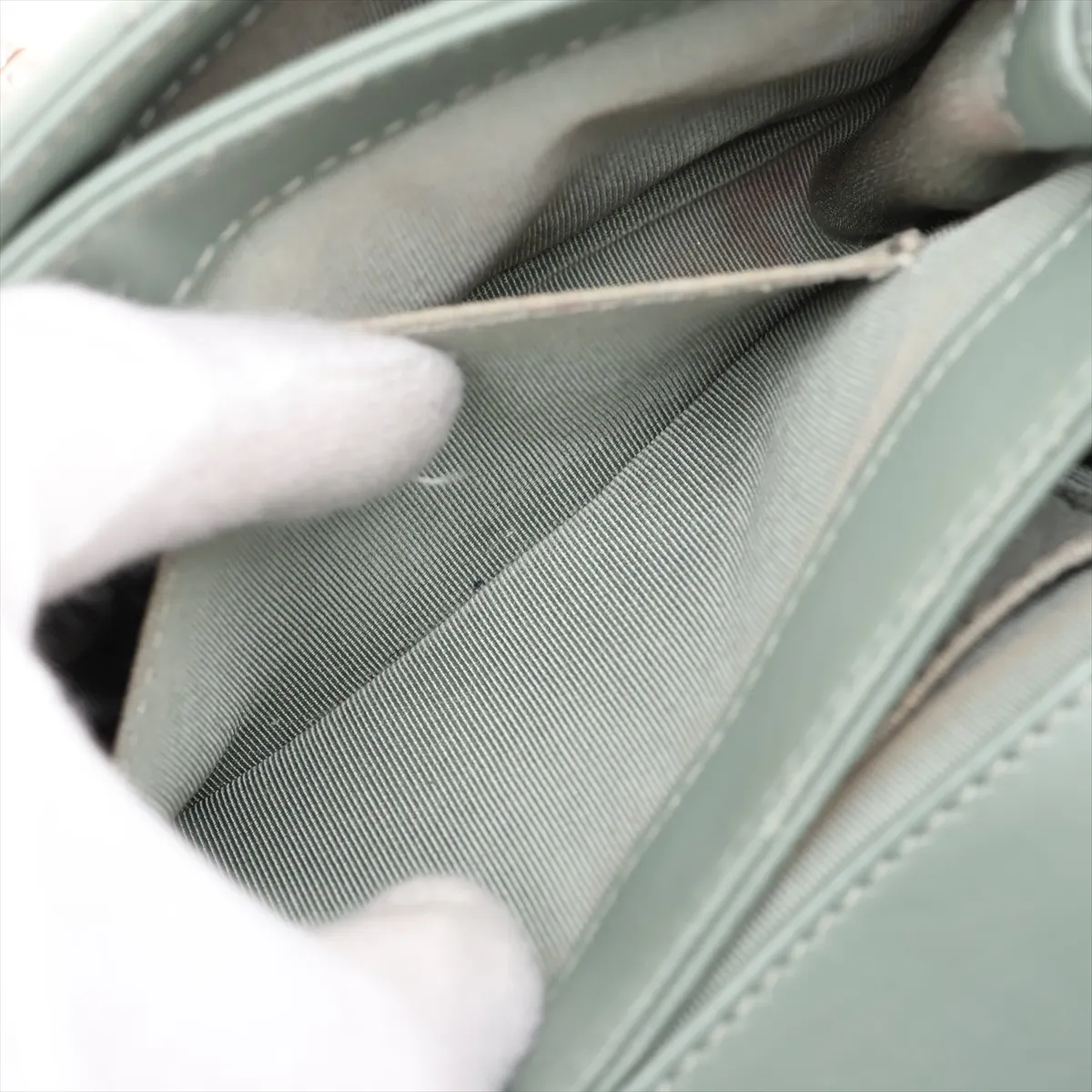 Matelassé Lambskin Single Flap Double Chain Bag, Green with Gold Hardware, 24927523, Serial Number 24 — view 10