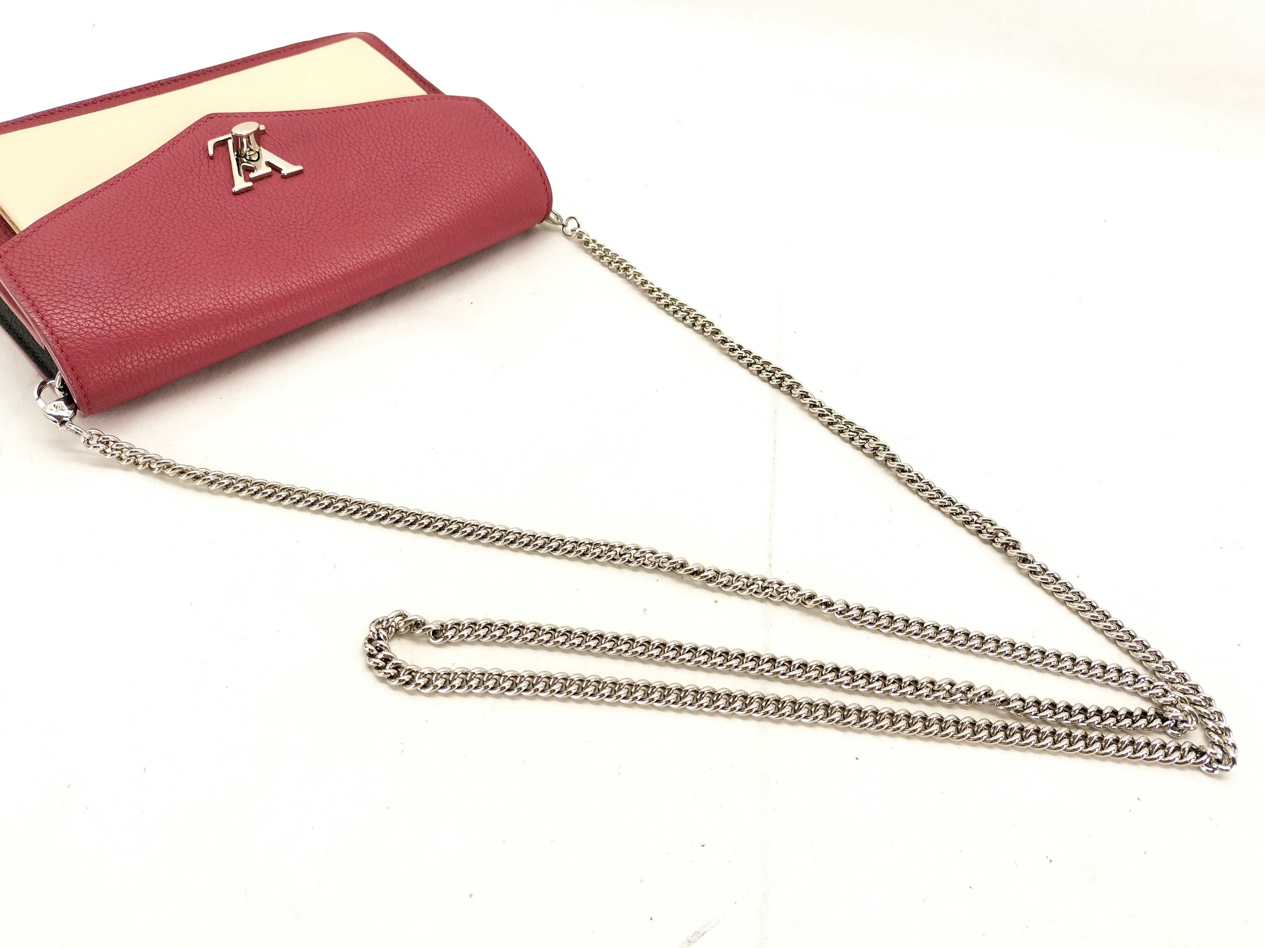 PH - BiColor Red and Cream MyLockMe Chain Pouchette Leather Shoulder Bag — view 3