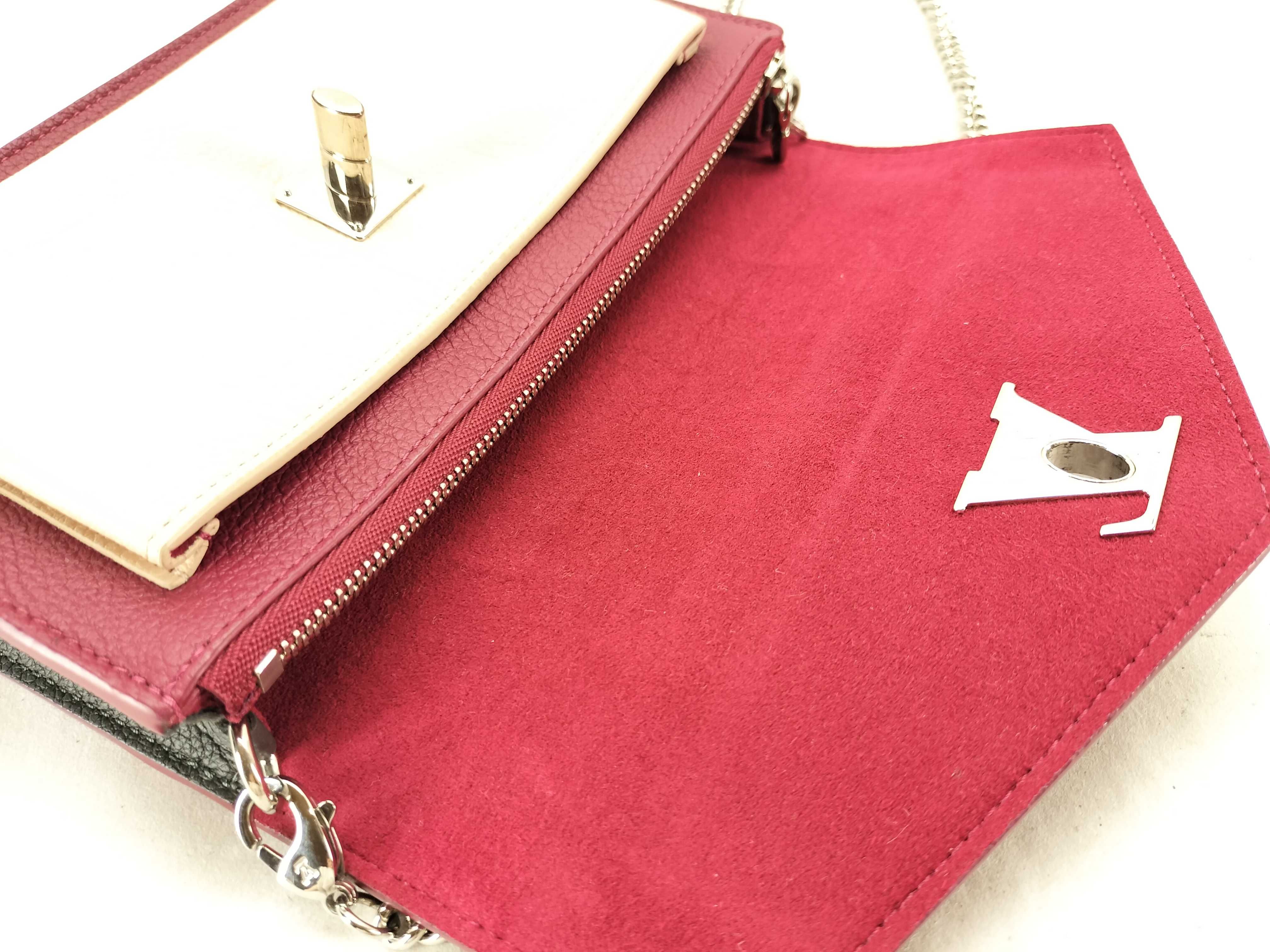 PH - BiColor Red and Cream MyLockMe Chain Pouchette Leather Shoulder Bag — view 8