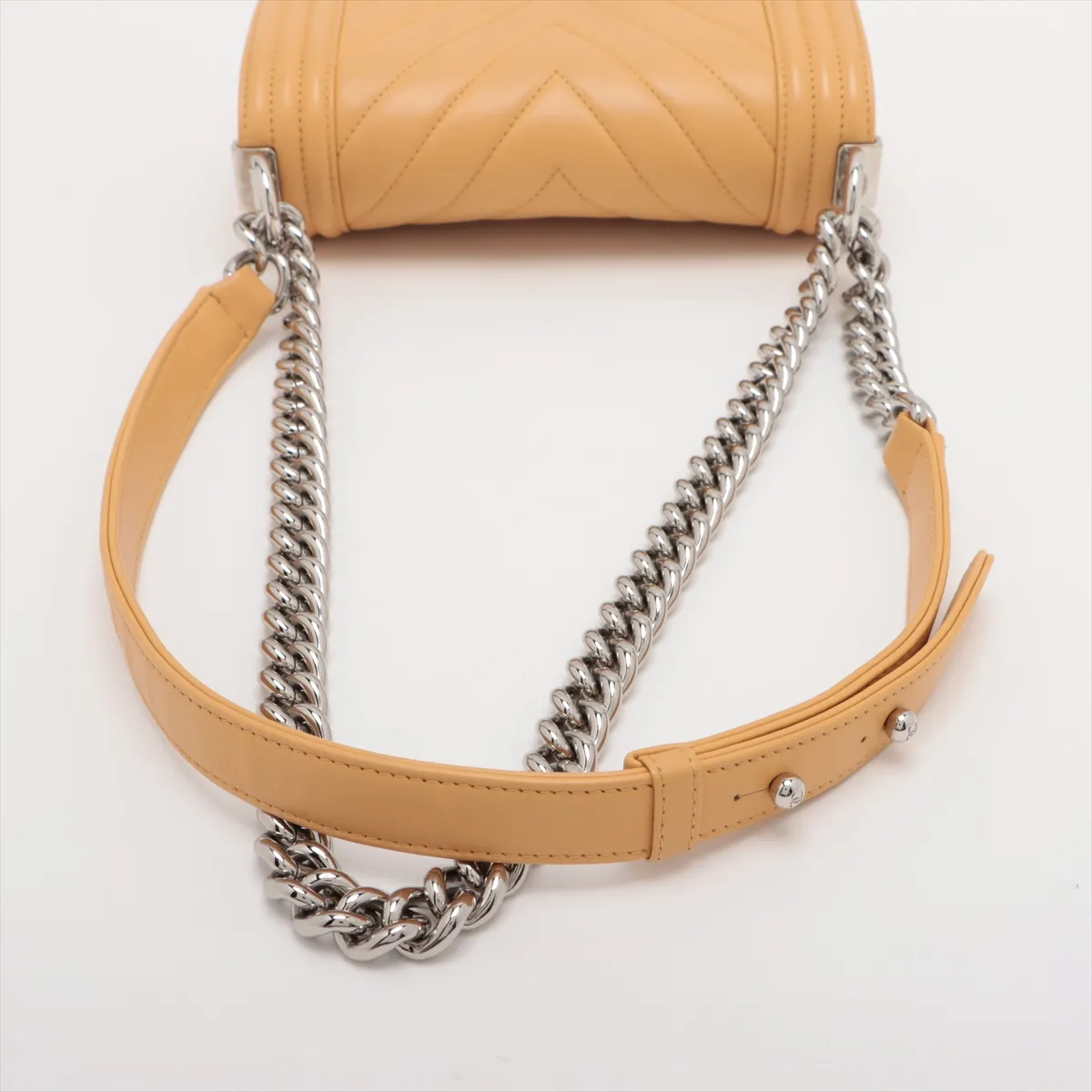 Boy Chanel 20 Small Lambskin Chain Shoulder Bag Chevron V Stitch Yellow Silver Hardware 22075087 22nd Series A67085 — view 5