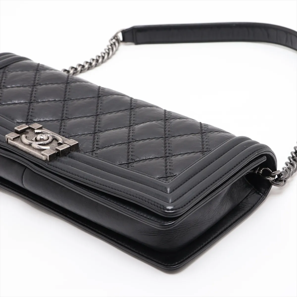 Boy Chanel Vintage Calfskin Chain Shoulder Bag, Black with Gunmetal Hardware, Item No. 18479935 (Serial Number 18) — view 3