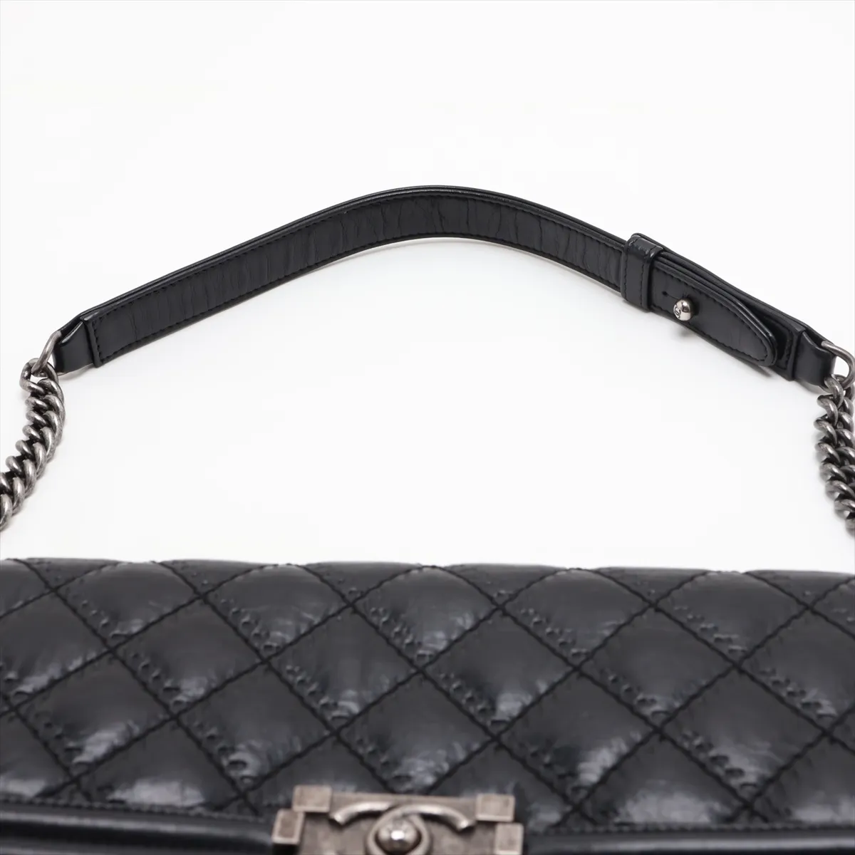 Boy Chanel Vintage Calfskin Chain Shoulder Bag, Black with Gunmetal Hardware, Item No. 18479935 (Serial Number 18) — view 6