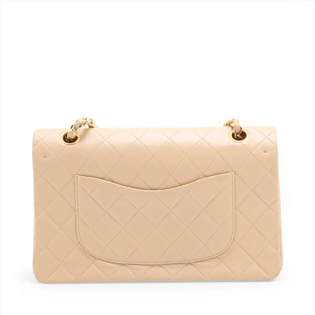 Matelassé 25 Lambskin Double Flap Double Chain Bag, Beige, Gold Hardware, Series 1, A01112 — view 2