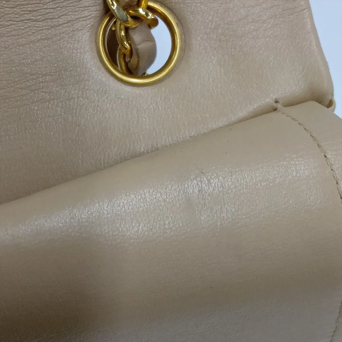 Matelassé 25 Lambskin Double Flap Double Chain Bag, Beige, Gold Hardware, Series 1, A01112 — view 15