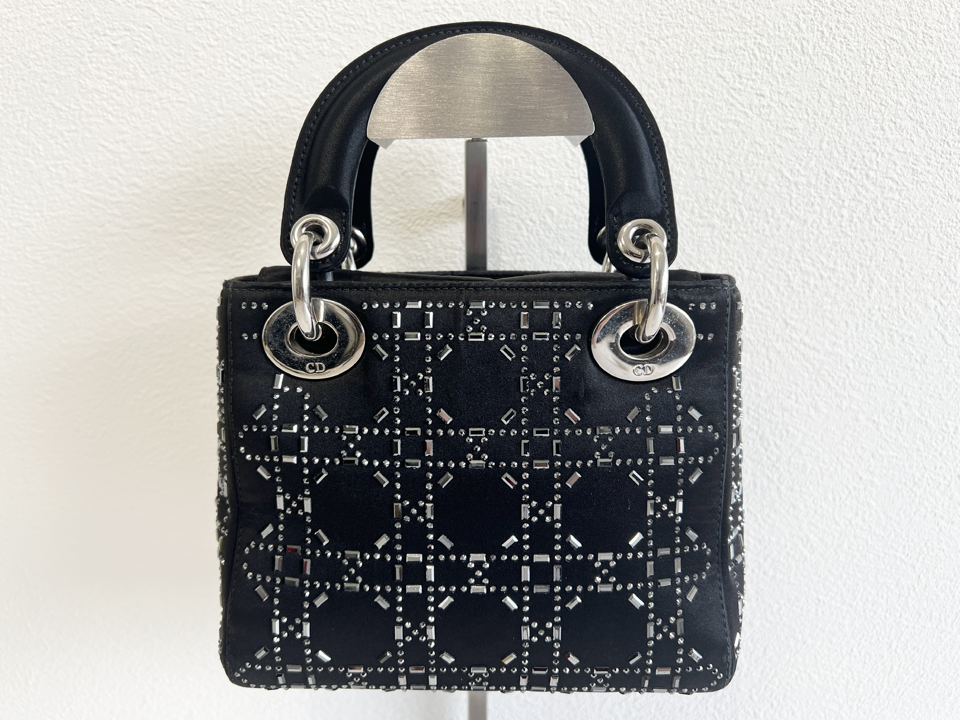 Christian Lady Dior Satin Rhinestone Embellished 2-Way Shoulder Bag/Handbag — view 2
