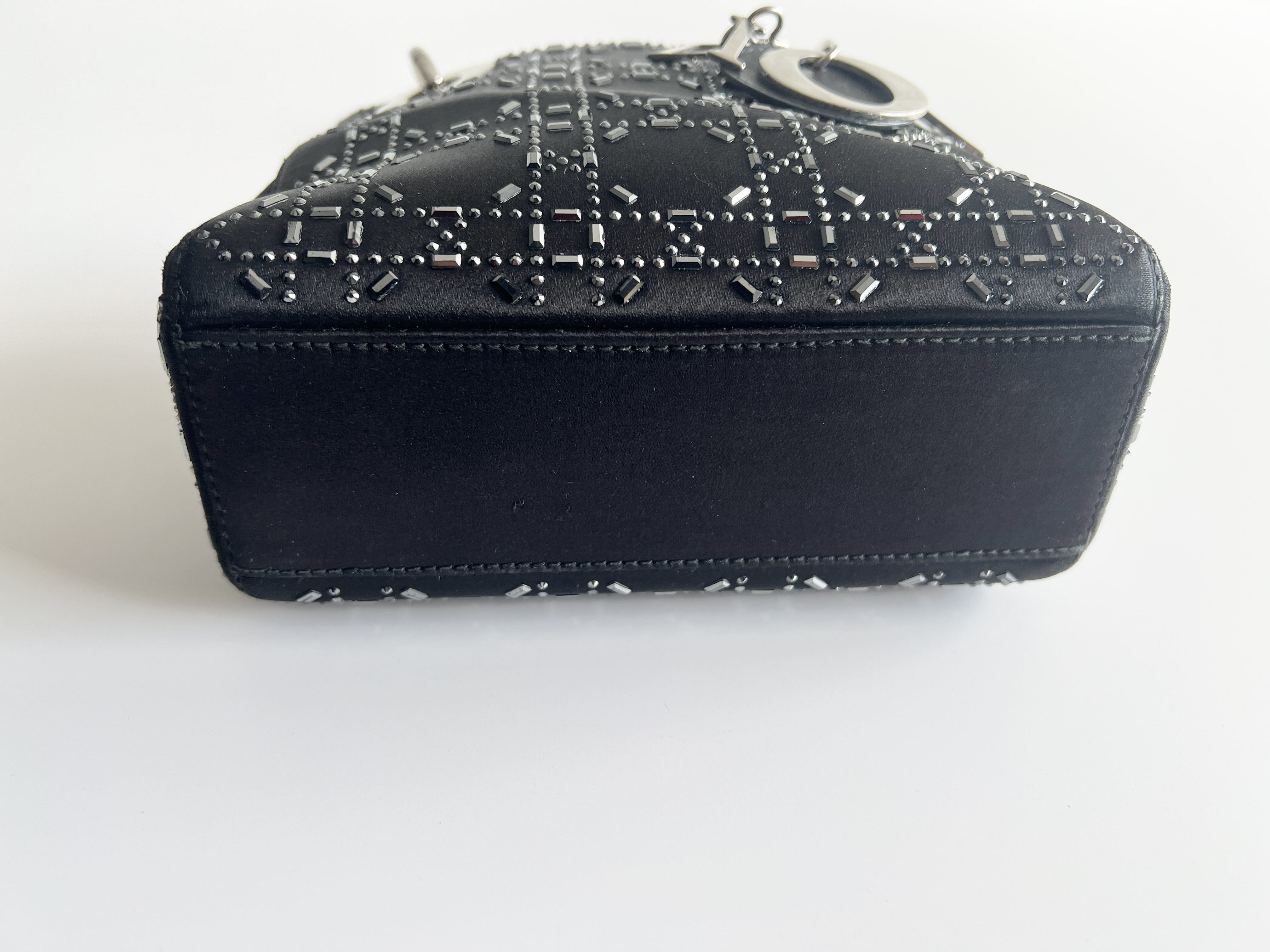 Christian Lady Dior Satin Rhinestone Embellished 2-Way Shoulder Bag/Handbag — view 14