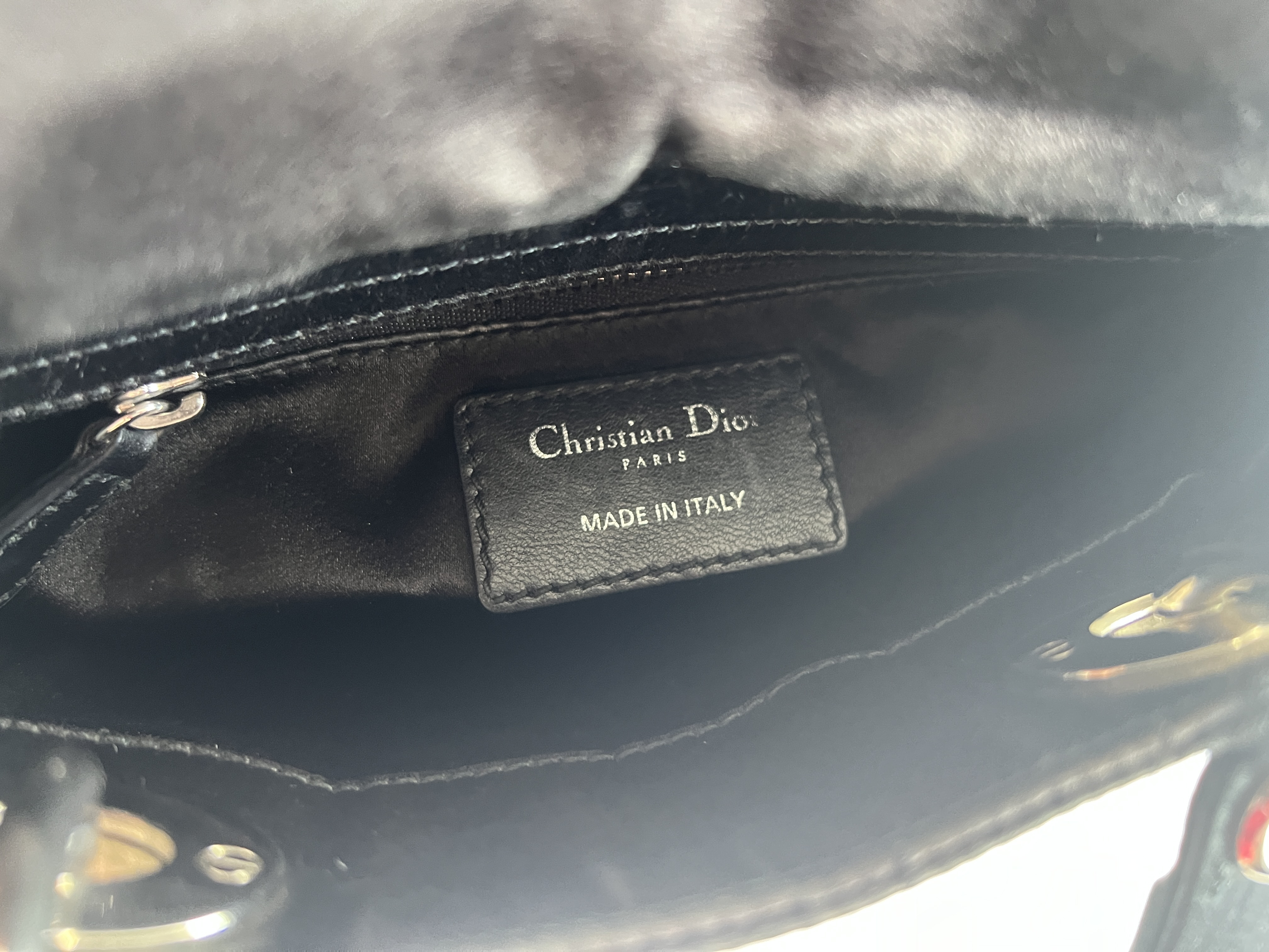 Christian Lady Dior Satin Rhinestone Embellished 2-Way Shoulder Bag/Handbag — view 7