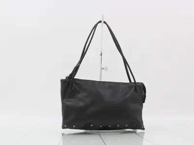 Shoulder bag, studded, leather, black