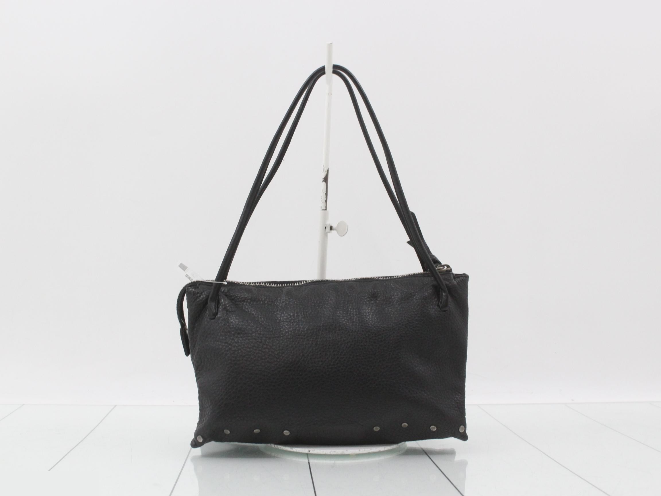 Shoulder bag, studded, leather, black — view 2