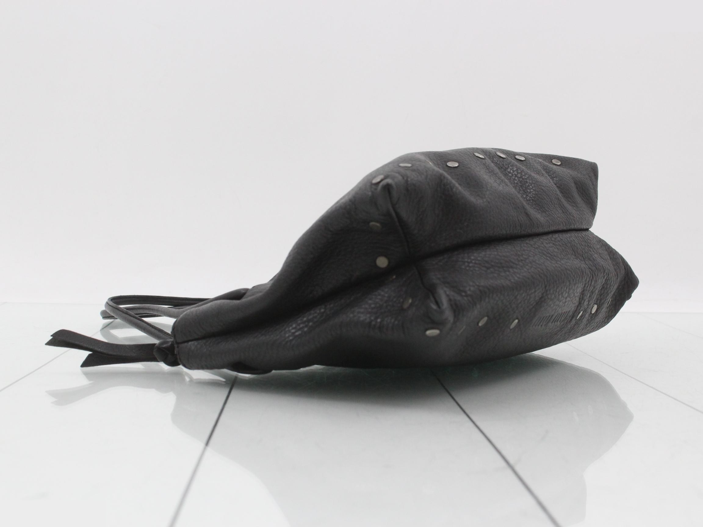 Shoulder bag, studded, leather, black — view 5