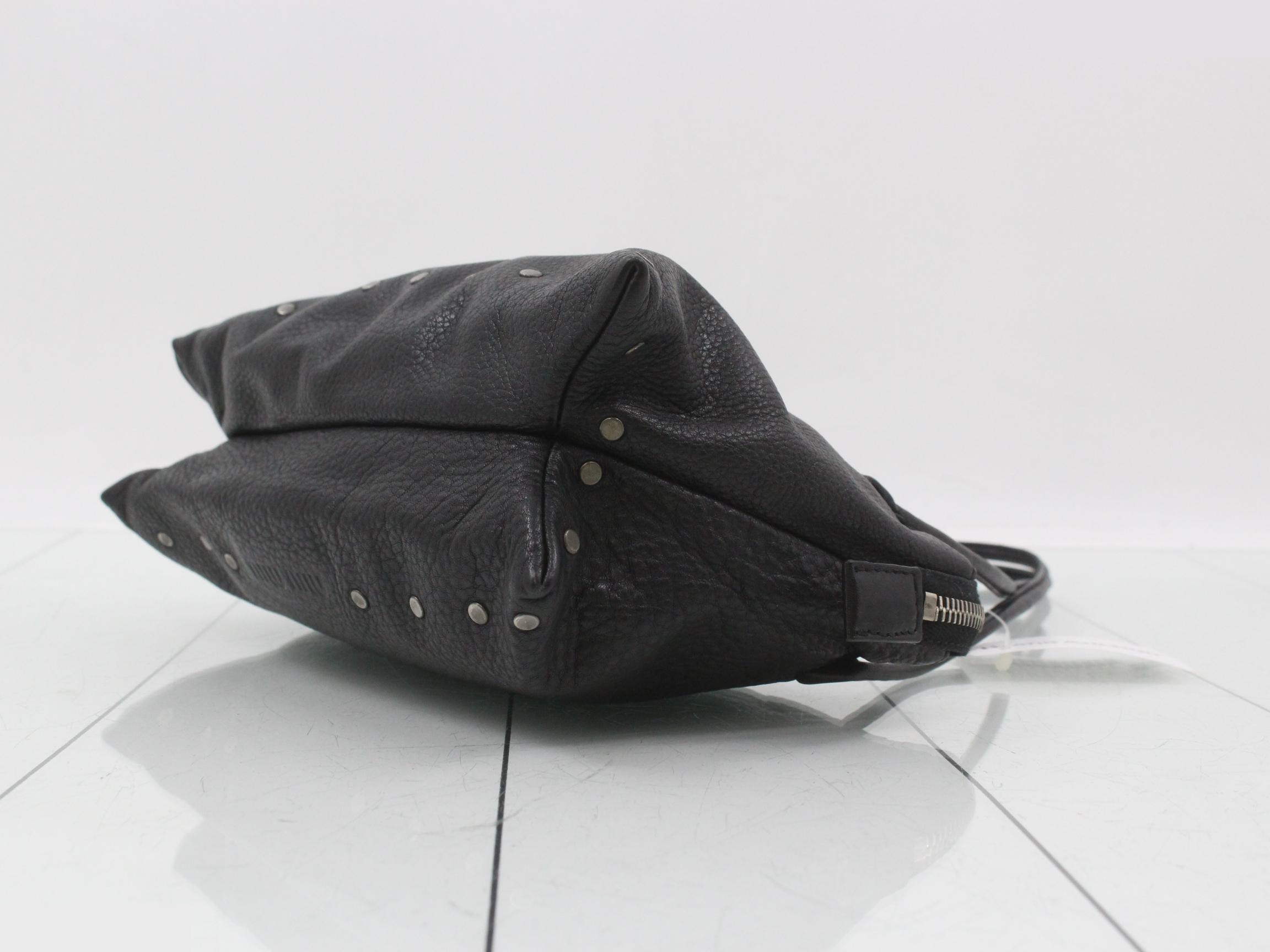 Shoulder bag, studded, leather, black — view 6