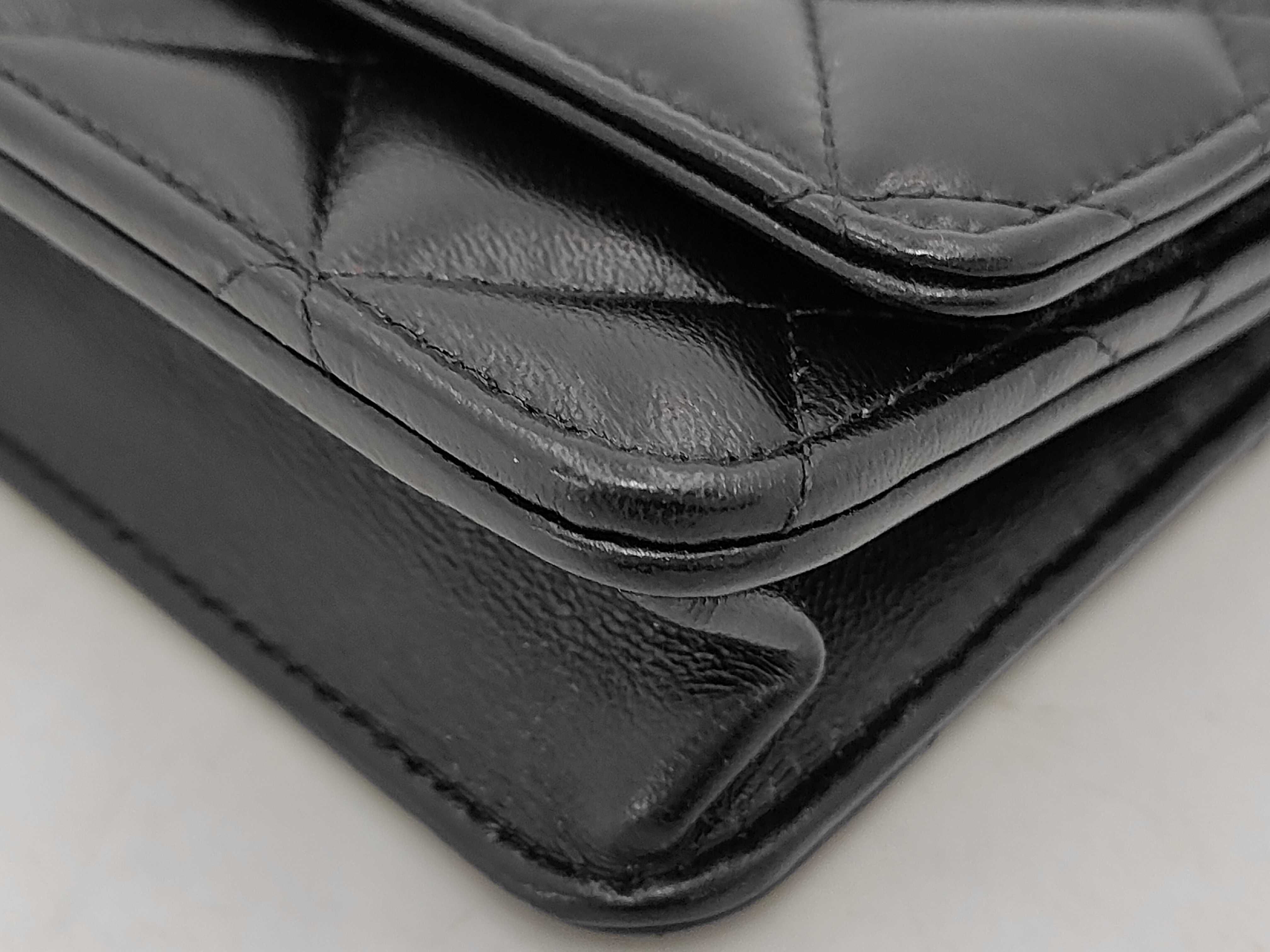 Matelassé Chain Wallet, Black Lambskin, Chain Coco Mark, Gold Hardware, Shoulder Bag — view 6