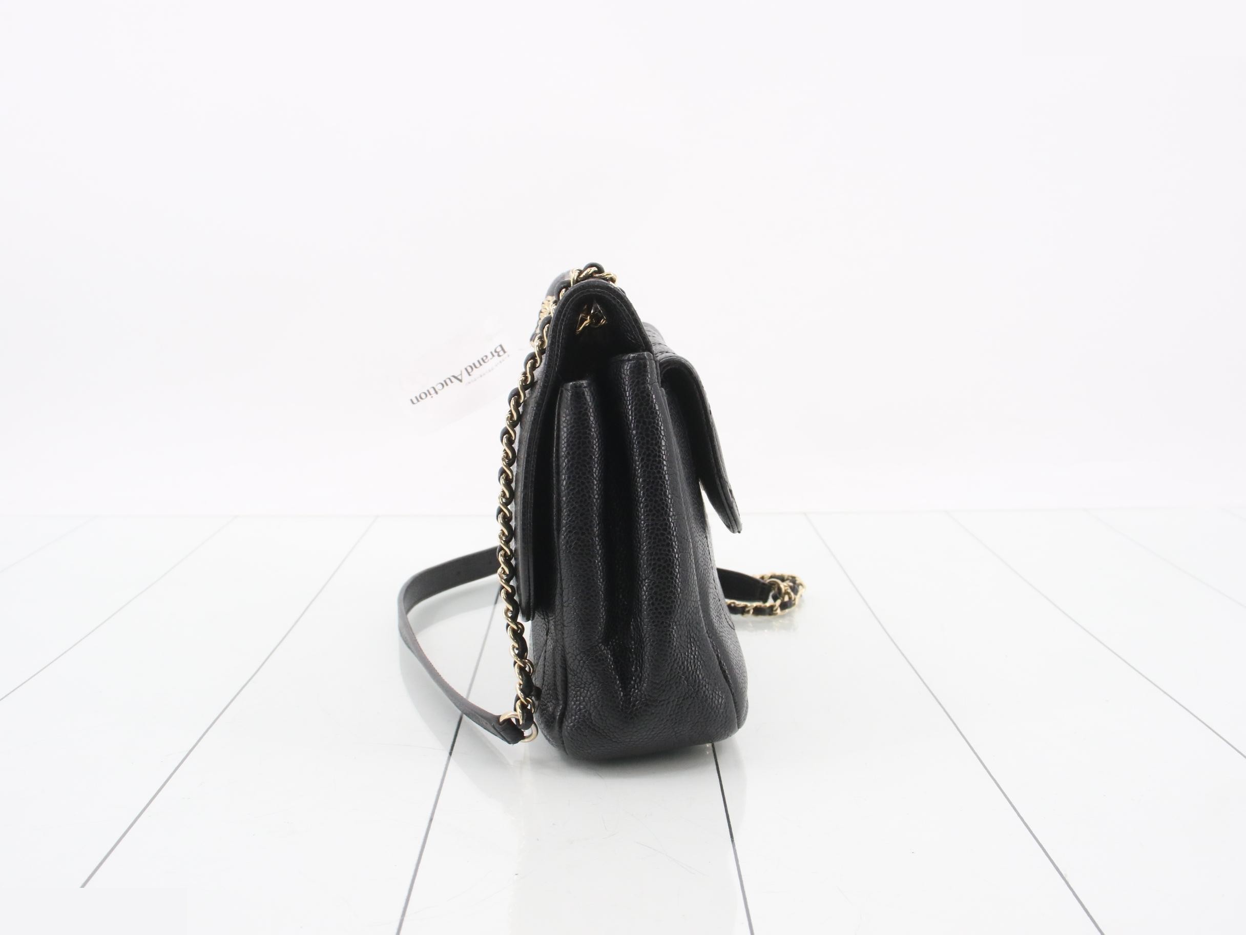Caviar leather, Coco Mark hardware, chain shoulder bag, black — view 3