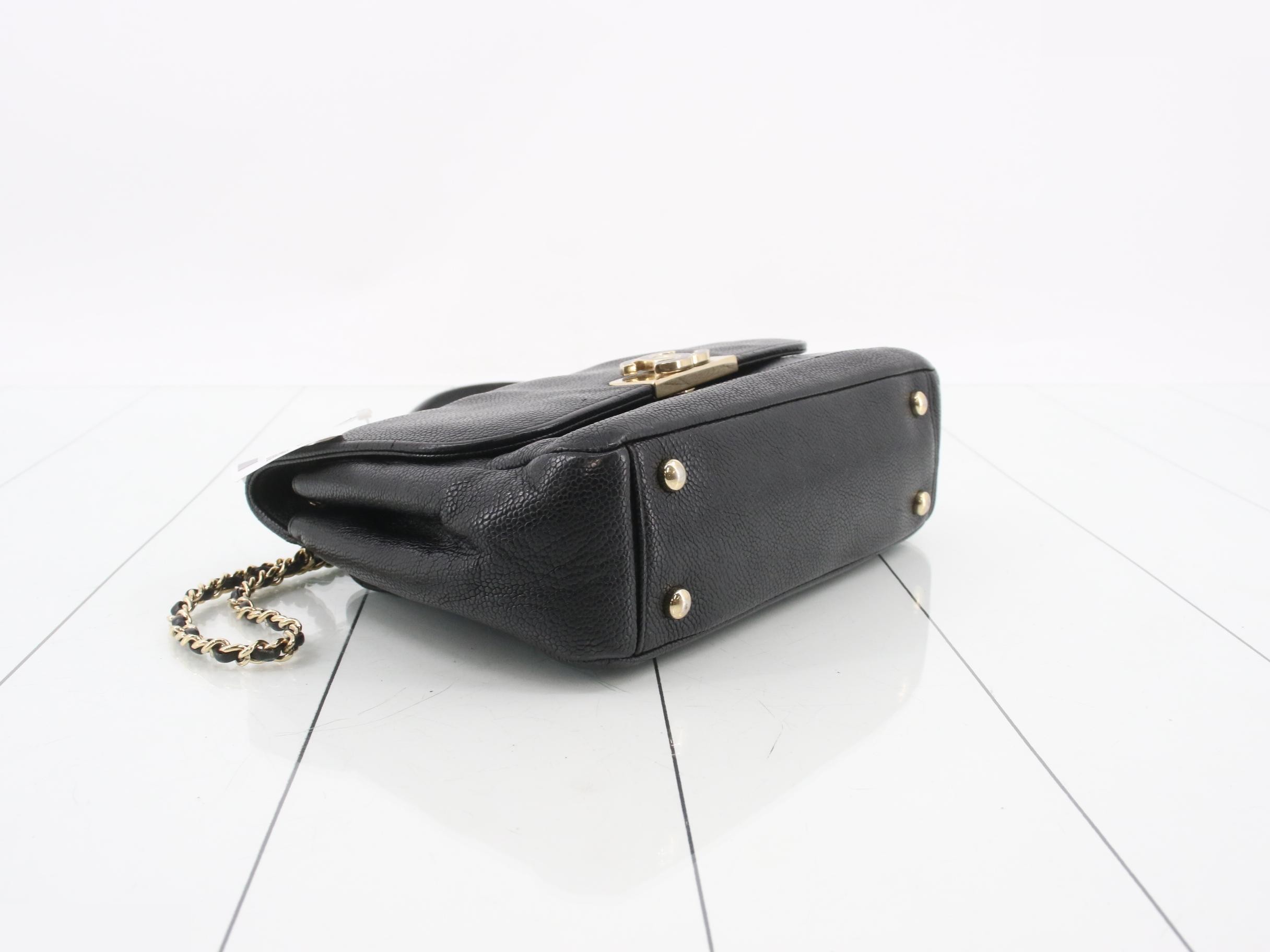 Caviar leather, Coco Mark hardware, chain shoulder bag, black — view 5