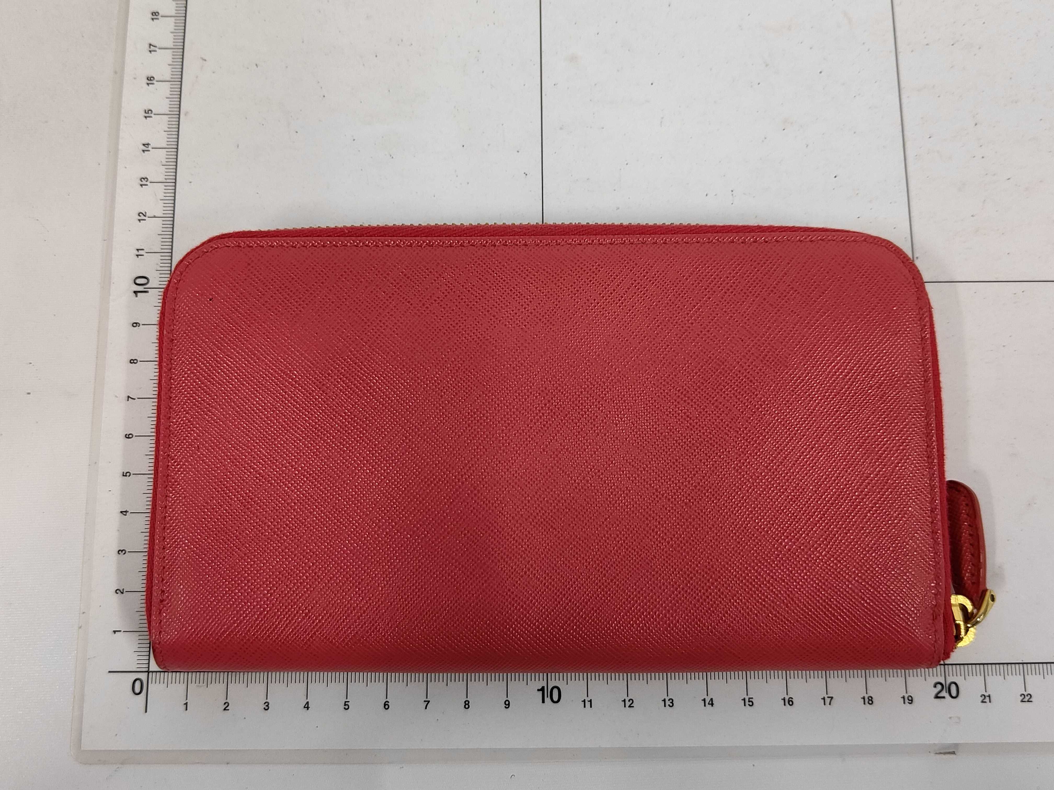 Ribbon Pink Saffiano Leather Round Zip Long Wallet — view 2
