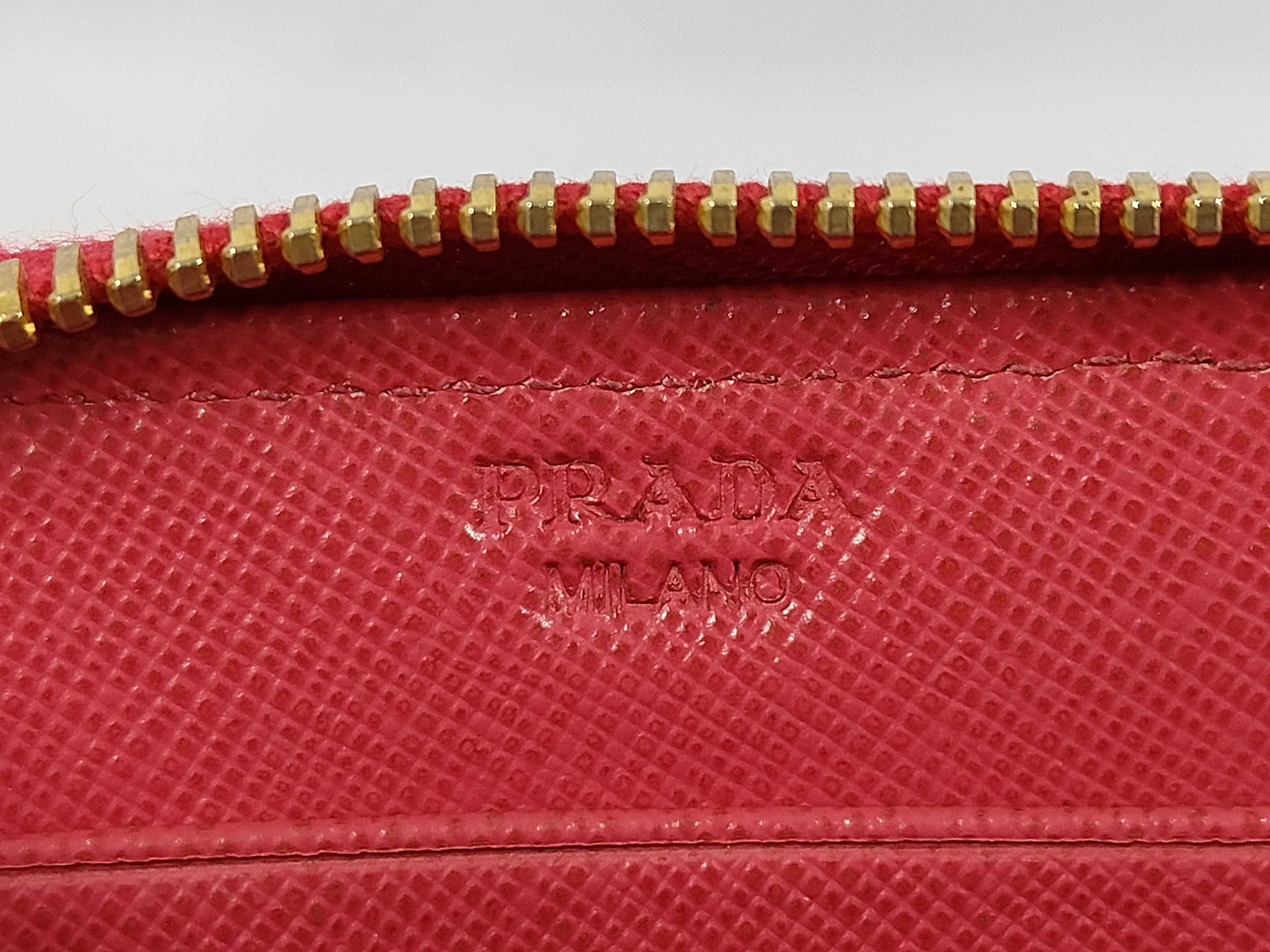 Ribbon Pink Saffiano Leather Round Zip Long Wallet — view 8