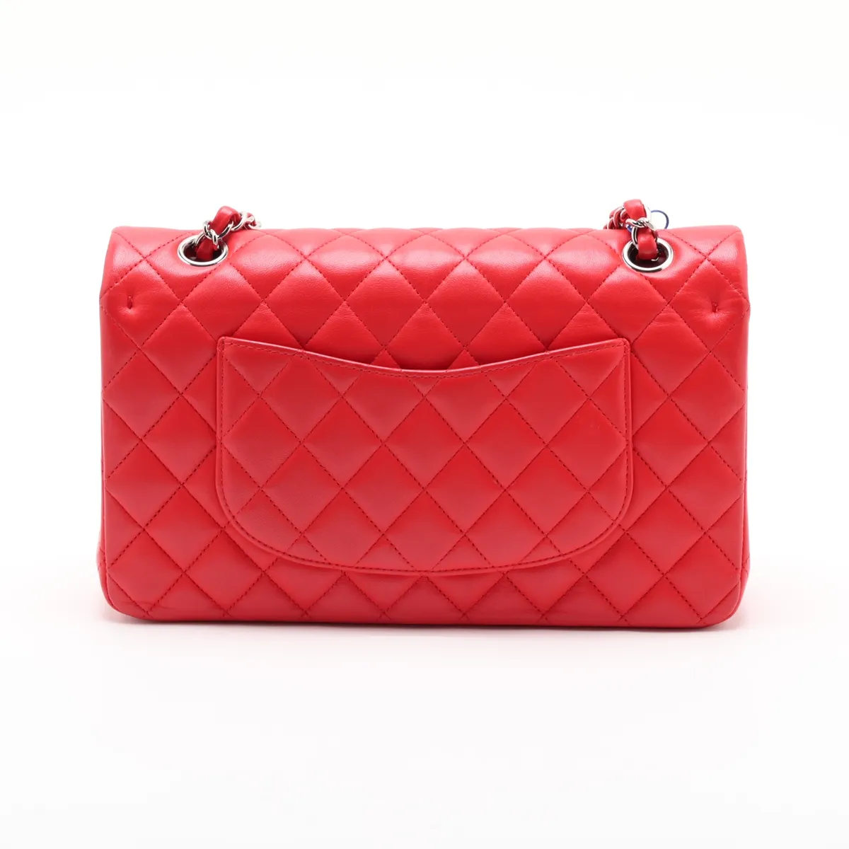 [Individually packaged] Chanel Matelassé 25 Lambskin Double Flap Double Chain Bag, Red, Silver Hardware, 22498507, Serial Number 22, A01112 — view 2