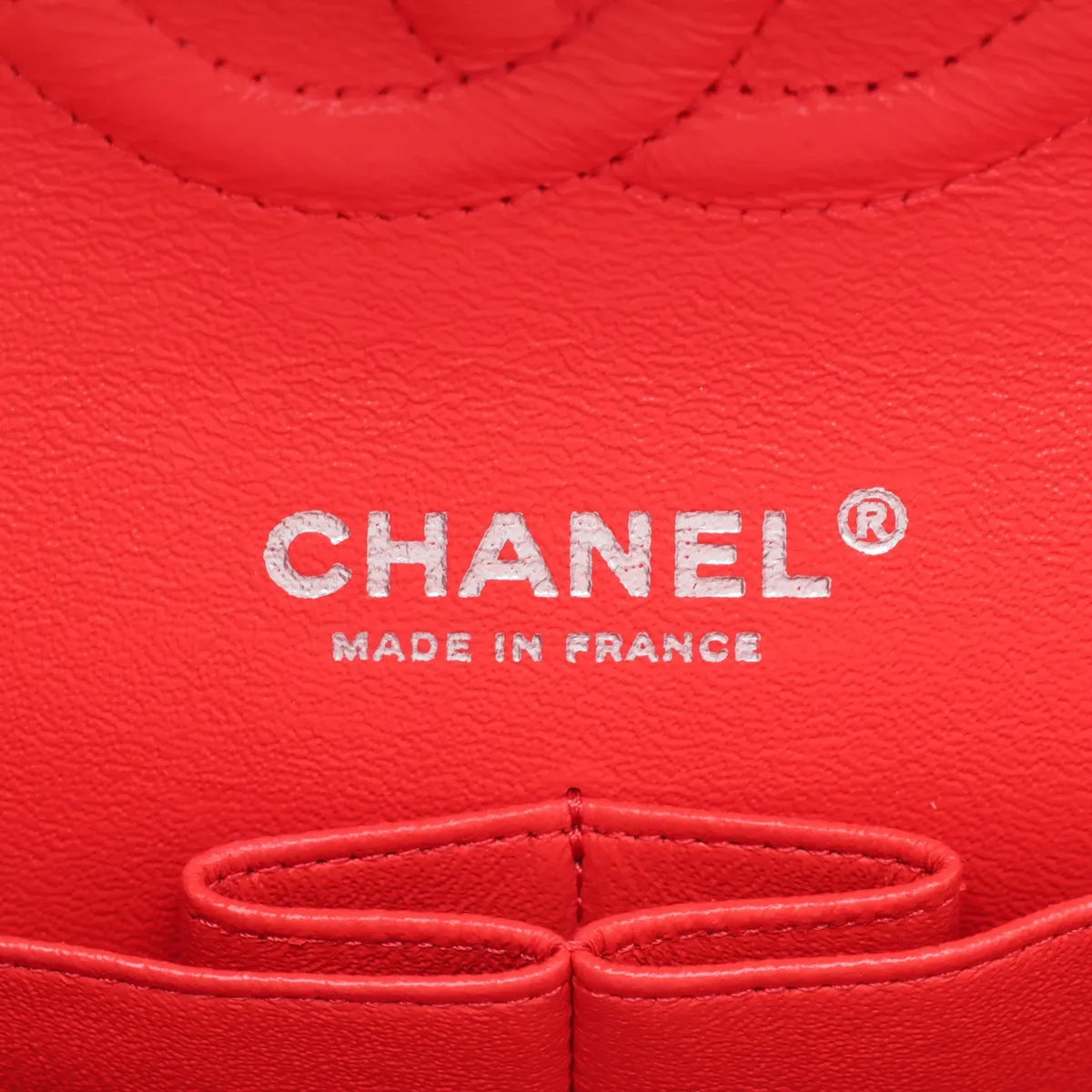 [Individually packaged] Chanel Matelassé 25 Lambskin Double Flap Double Chain Bag, Red, Silver Hardware, 22498507, Serial Number 22, A01112 — view 11