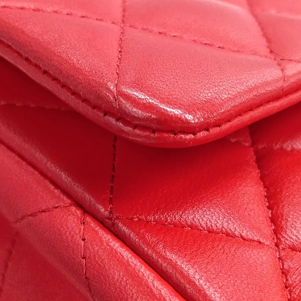 [Individually packaged] Chanel Matelassé 25 Lambskin Double Flap Double Chain Bag, Red, Silver Hardware, 22498507, Serial Number 22, A01112 — view 13