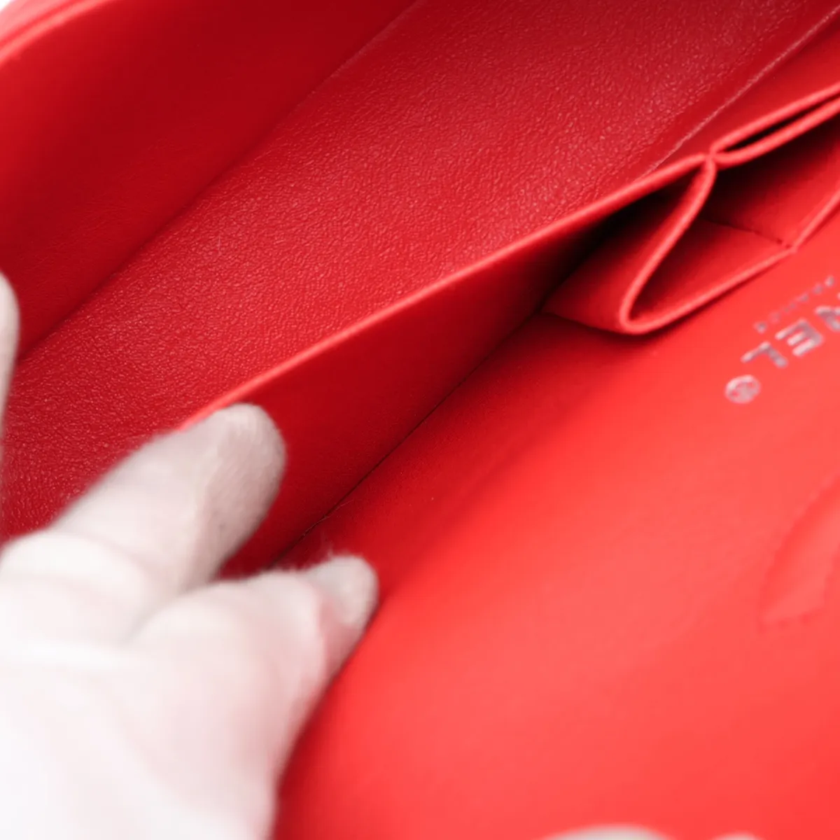 [Individually packaged] Chanel Matelassé 25 Lambskin Double Flap Double Chain Bag, Red, Silver Hardware, 22498507, Serial Number 22, A01112 — view 8