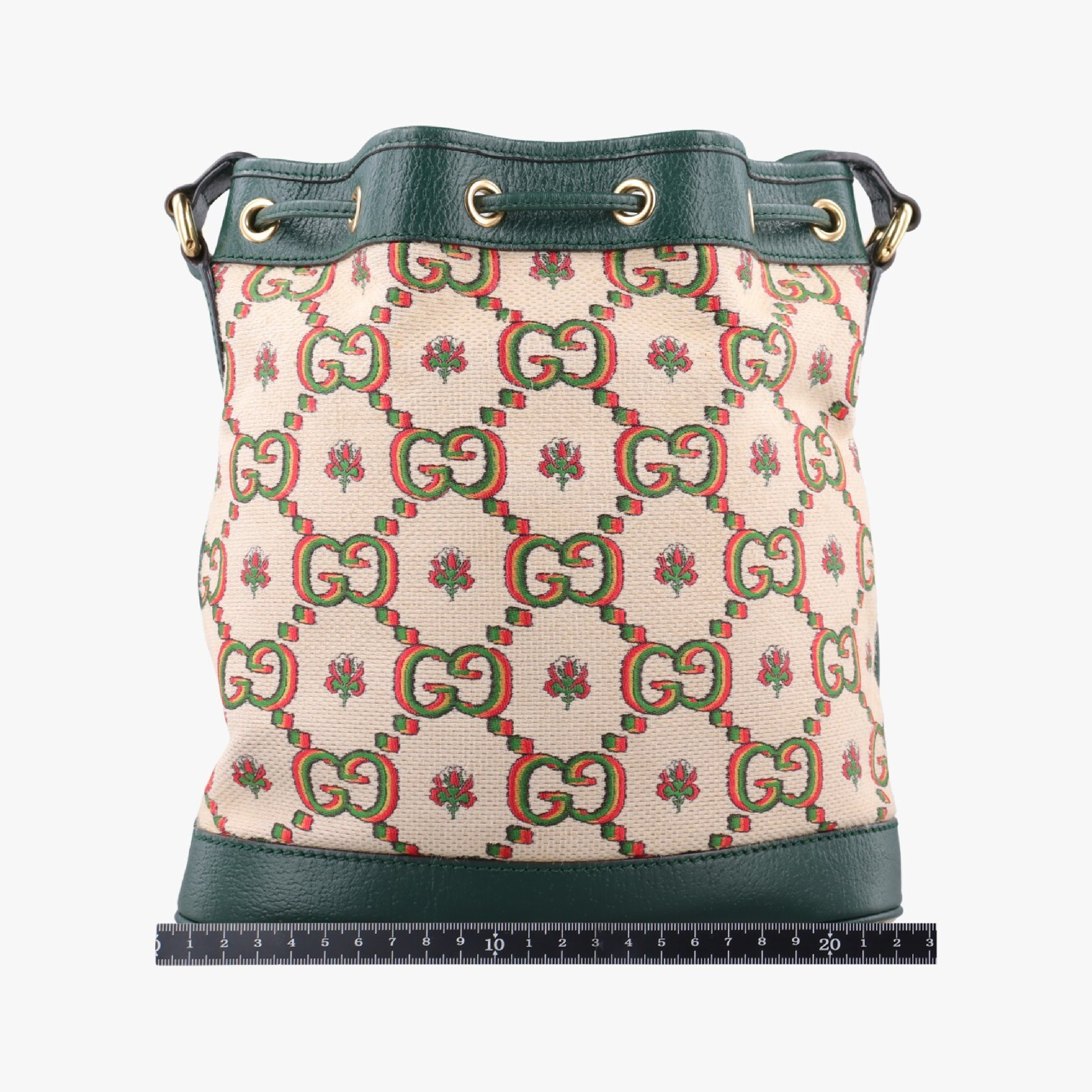100th Anniversary Ophidia Mini Bucket Bag, Green x Multi, Canvas x Leather, 676682 I035885864, Shoulder Bag — view 2
