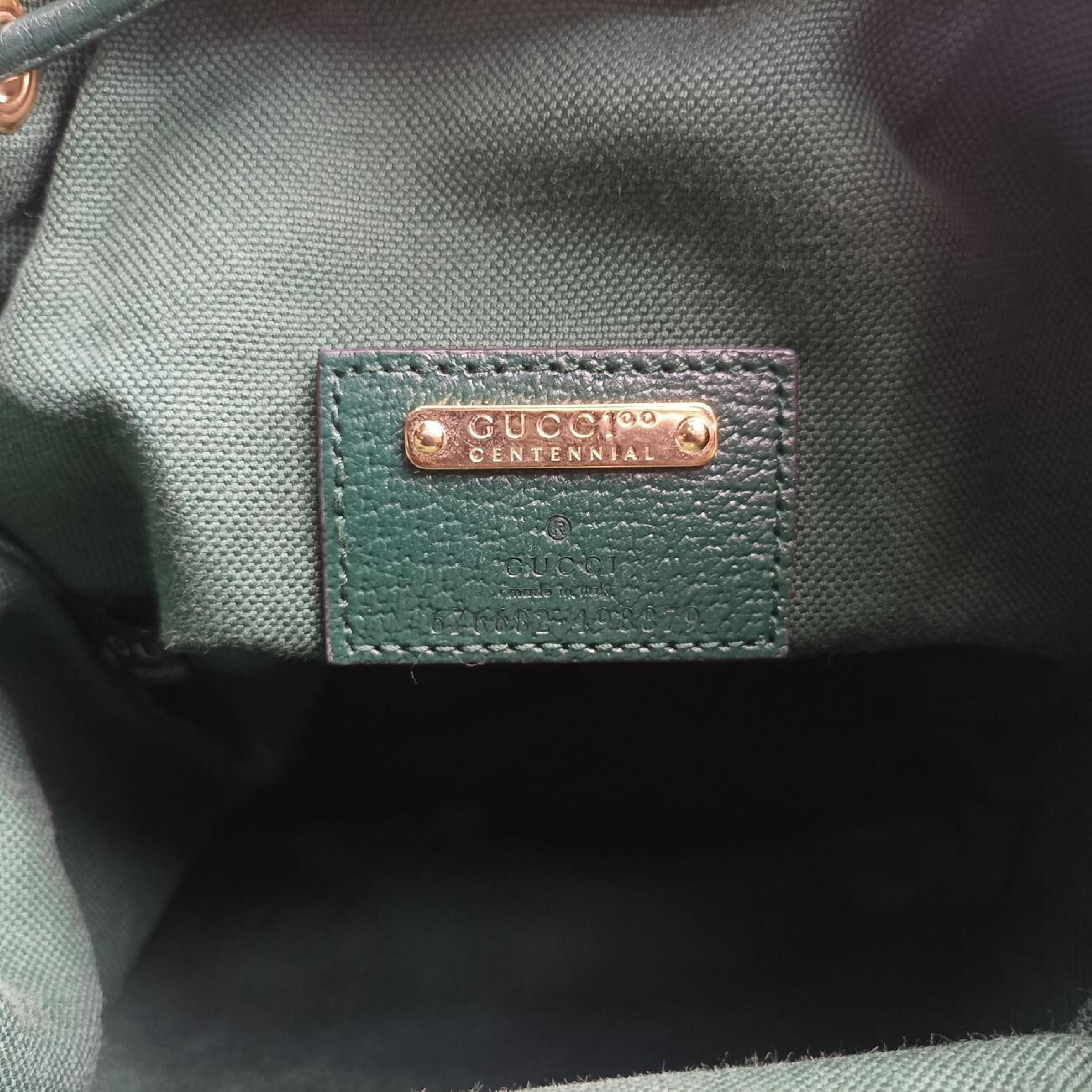 100th Anniversary Ophidia Mini Bucket Bag, Green x Multi, Canvas x Leather, 676682 I035885864, Shoulder Bag — view 7