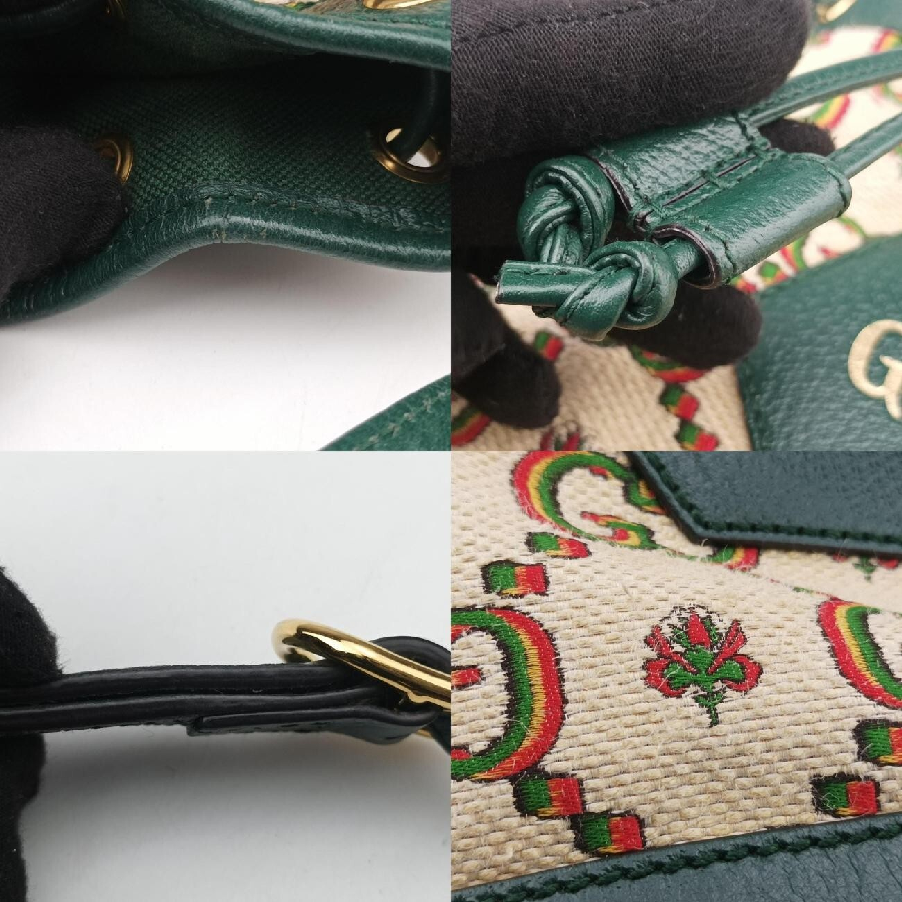 100th Anniversary Ophidia Mini Bucket Bag, Green x Multi, Canvas x Leather, 676682 I035885864, Shoulder Bag — view 10