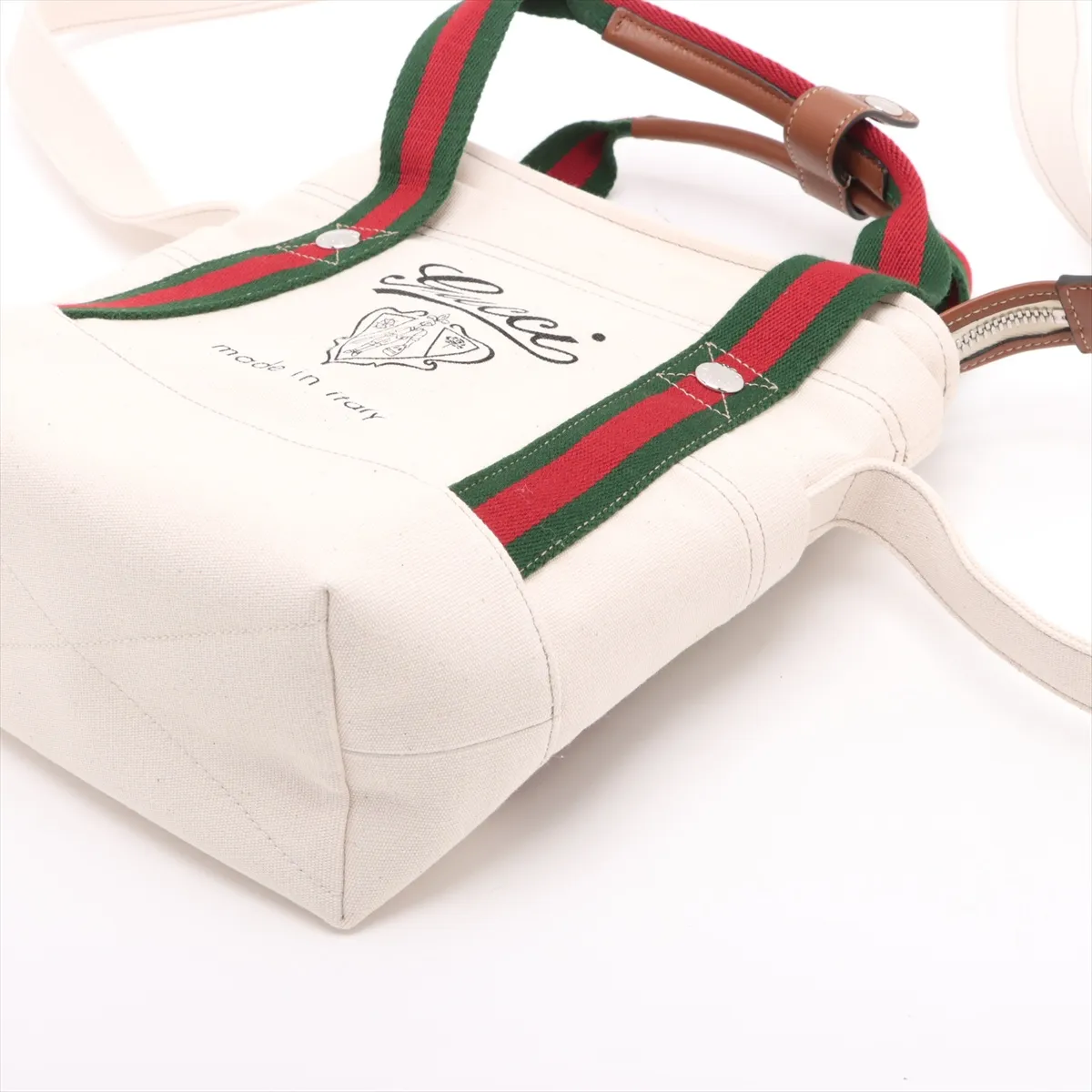 canvas x leather 2WAY handbag beige — view 3